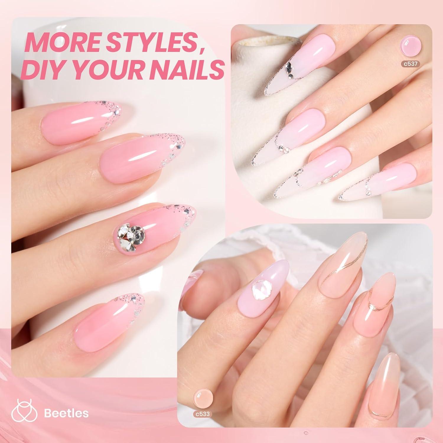 imageBeetles Jelly Gel Nail Polish Set  Ballet Dress Jelly Gel Polish 6 Colors Milky Pink Nude Pink Sheer Gel Nail Kit Transparent Effect Soak Off UV DIY Manicure French Nail Art Gifts for Women000Colors Ballet Dress