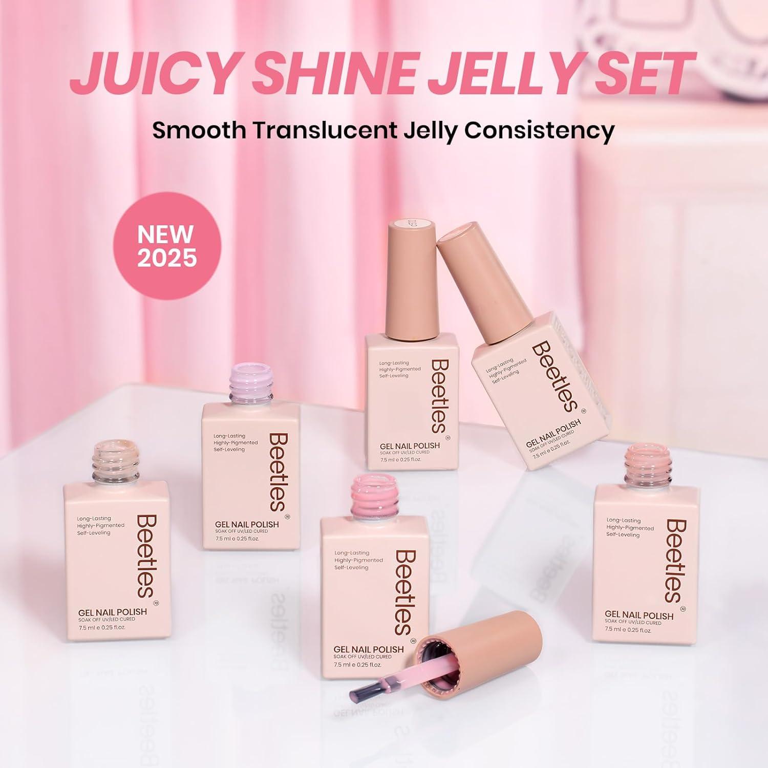 imageBeetles Jelly Gel Nail Polish Set  Ballet Dress Jelly Gel Polish 6 Colors Milky Pink Nude Pink Sheer Gel Nail Kit Transparent Effect Soak Off UV DIY Manicure French Nail Art Gifts for Women000Colors Ballet Dress