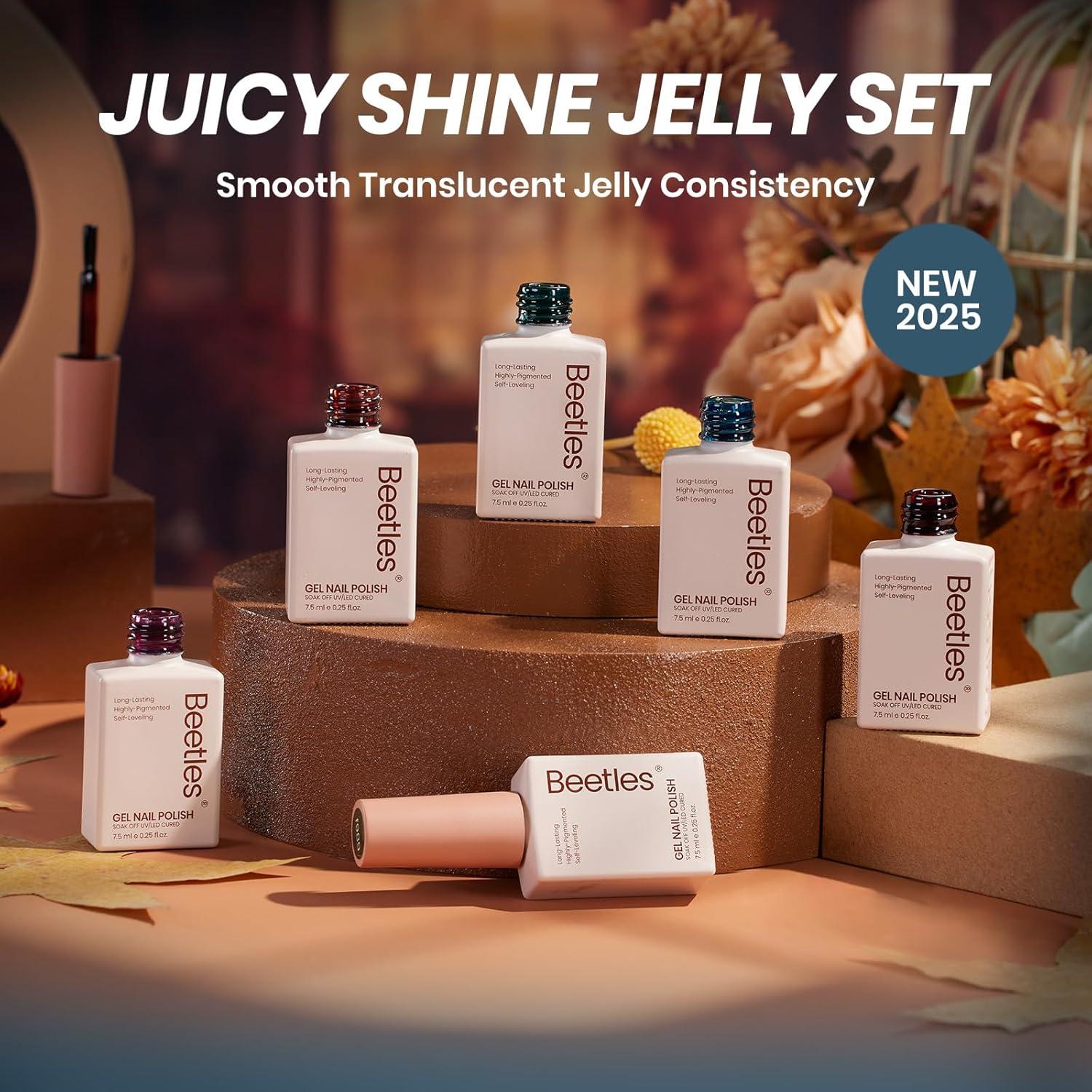 imageBeetles Jelly Gel Nail Polish Set 6 Colors Milky White Nude Pink Brown Sheer Gel Polish Kit Nail Concealer Translucent Effect Soak Off Uv French Nail Art Gift for Women Ultimate Monochrome Collection0Midnight Syrup