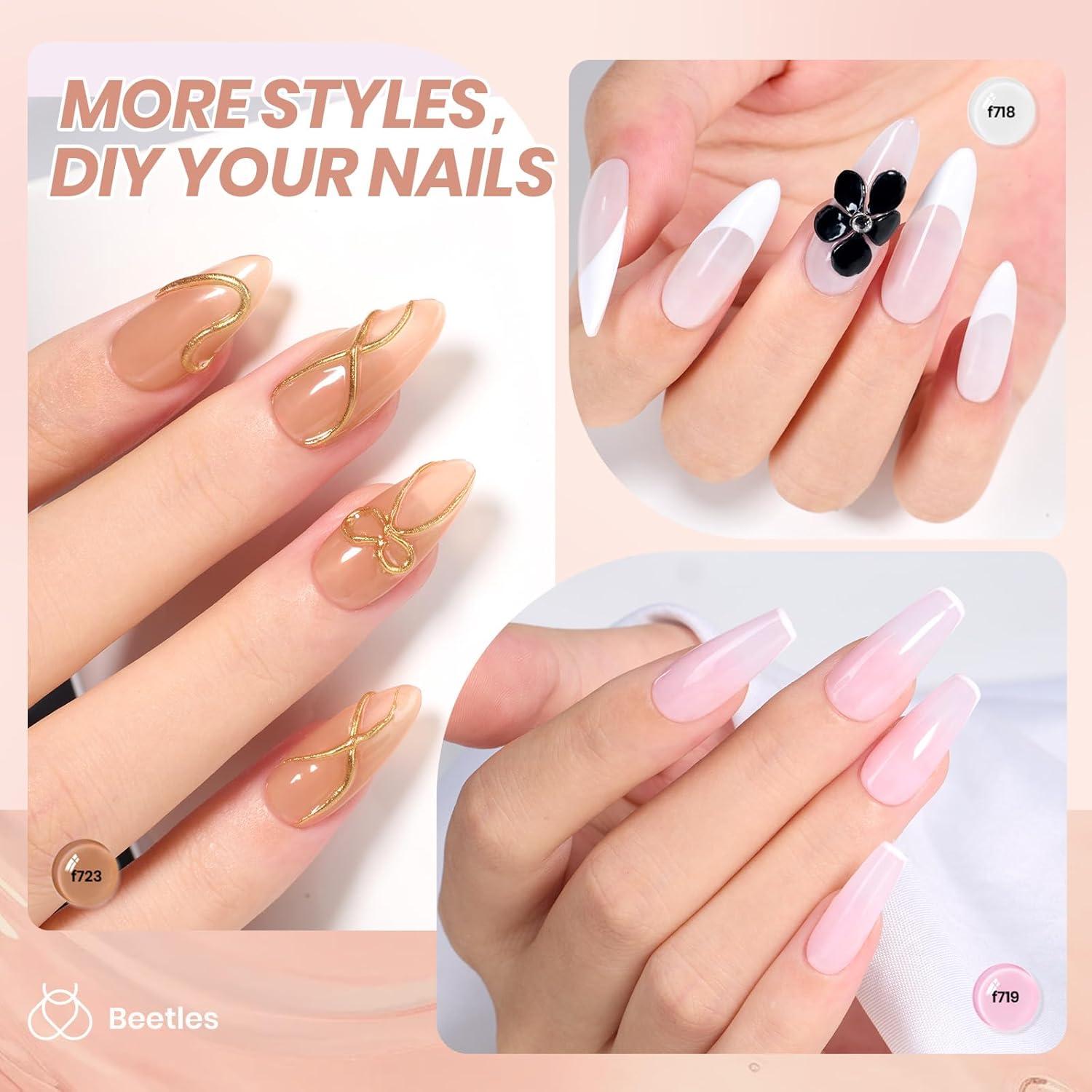 imageBeetles Jelly Gel Nail Polish Set 6 Colors Milky White Nude Pink Brown Sheer Gel Polish Kit Nail Concealer Translucent Effect Soak Off Uv French Nail Art Gift for Women Ultimate Monochrome Collection000Ultimate Monochrome