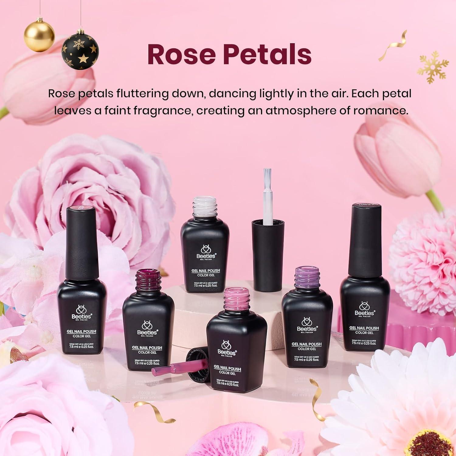 imageBeetles Jelly Gel Nail Polish Set 6 Colors Milky White Nude Pink Brown Sheer Gel Polish Kit Nail Concealer Translucent Effect Soak Off Uv French Nail Art Gift for Women Ultimate Monochrome Collection00Rose Petals