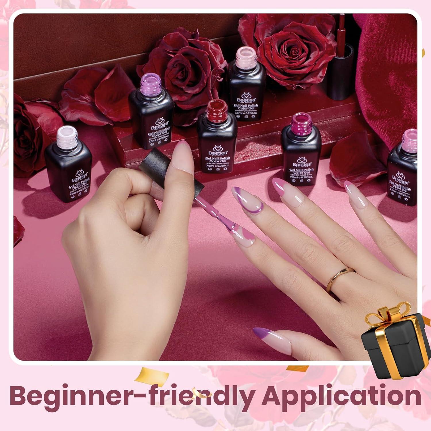 imageBeetles Jelly Gel Nail Polish Set 6 Colors Milky White Nude Pink Brown Sheer Gel Polish Kit Nail Concealer Translucent Effect Soak Off Uv French Nail Art Gift for Women Ultimate Monochrome Collection00Rose Petals