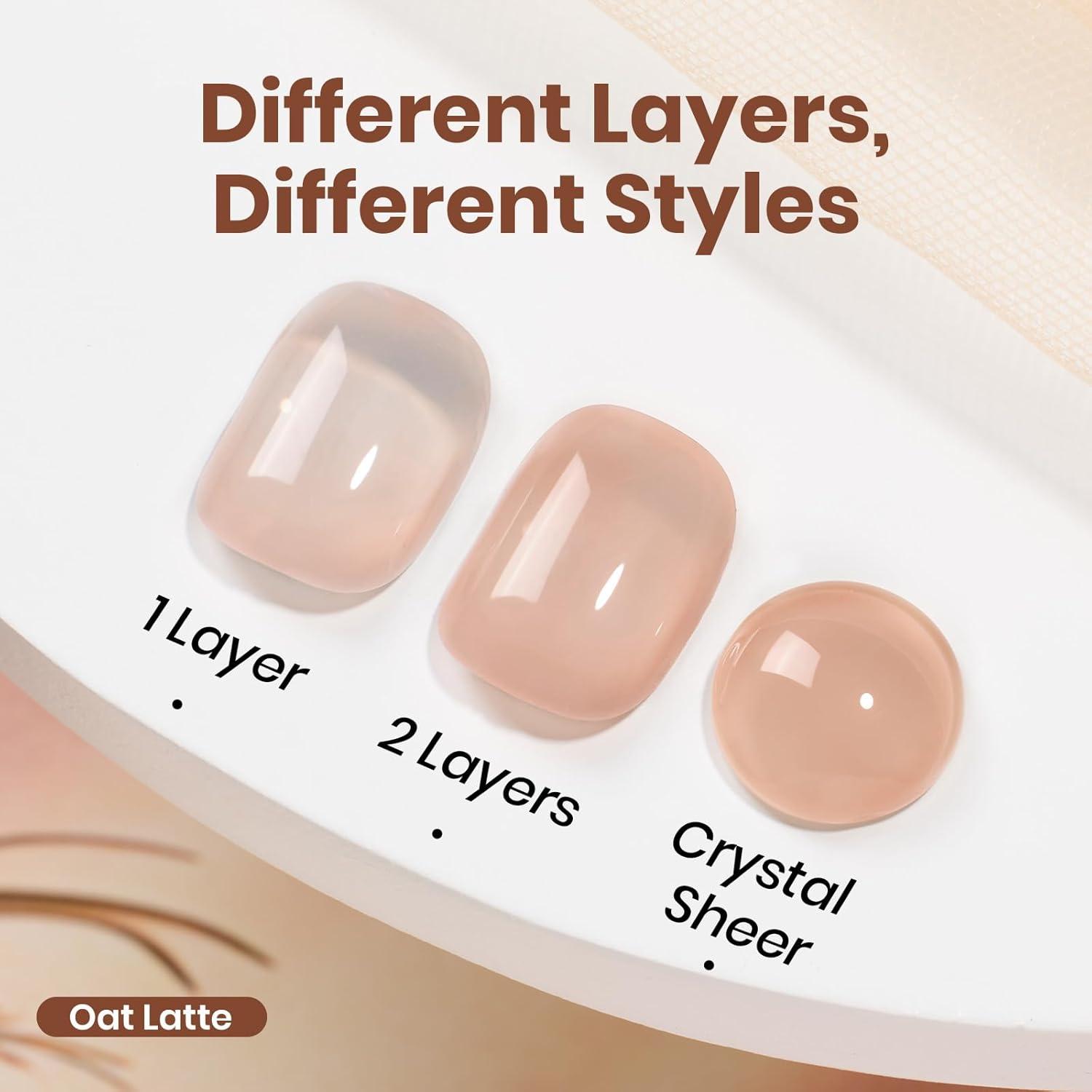 imageBeetles Nude Pink Gel Nail Polish  Misty Rose Jelly Gel Polish Hema Free Natural Nude Pink Nail Polish Nail Concealer Sheer Translucent Effect Soak Off UV Nail Art Manicure Gift for Women 15ML000Oat Latte