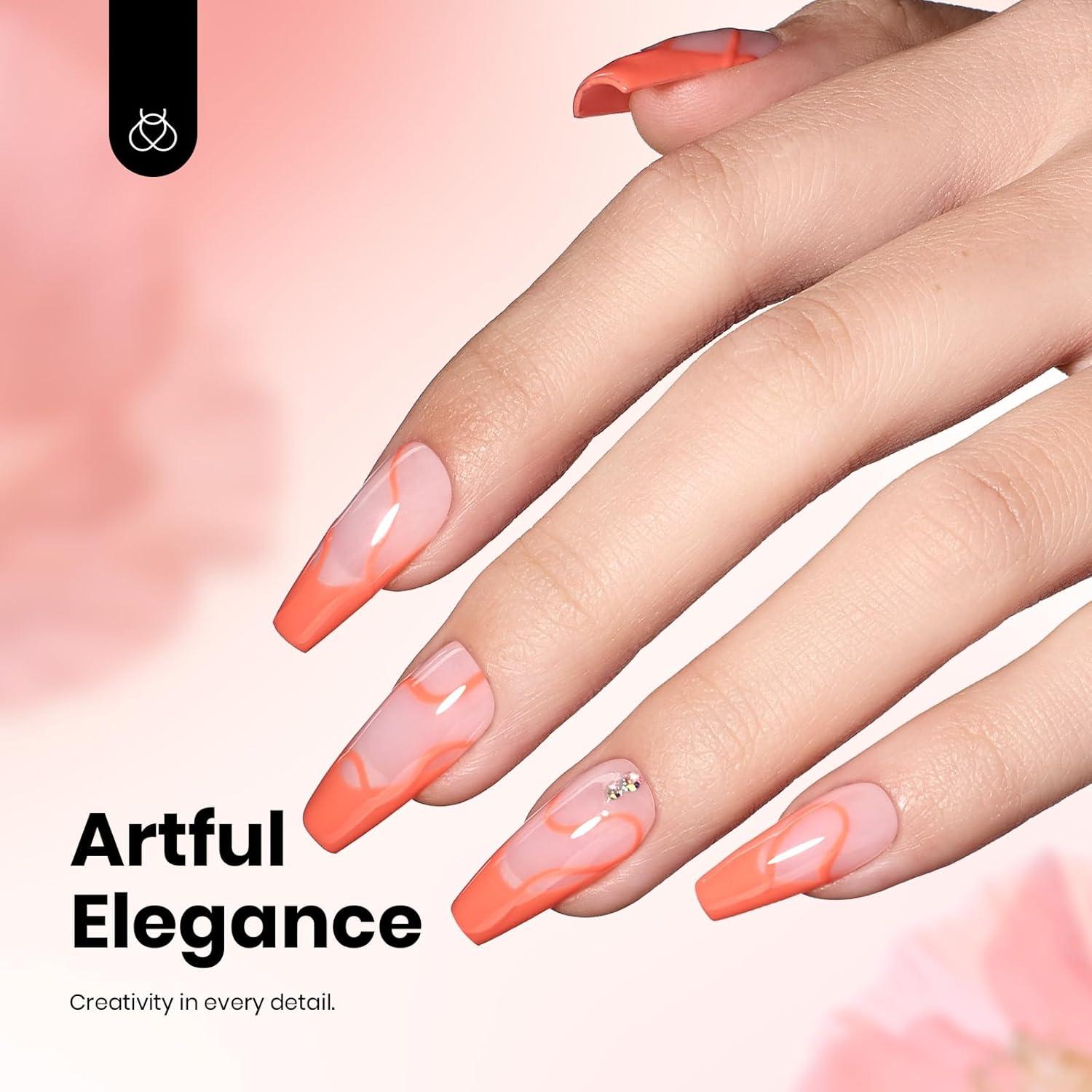 imageBeetles Nude Pink Gel Nail Polish  Misty Rose Jelly Gel Polish Hema Free Natural Nude Pink Nail Polish Nail Concealer Sheer Translucent Effect Soak Off UV Nail Art Manicure Gift for Women 15MLCoral Orange