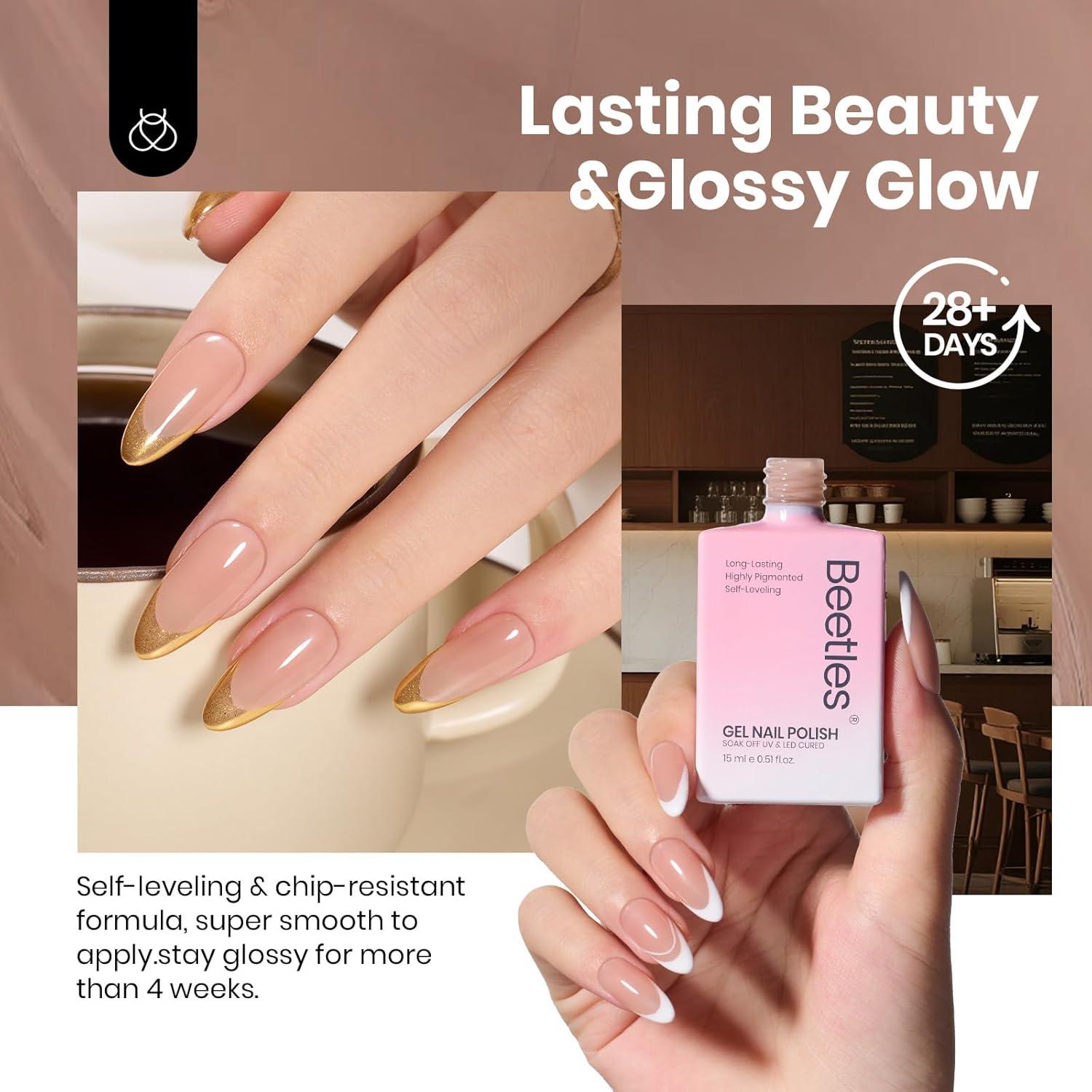 imageBeetles Nude Pink Gel Nail Polish  Misty Rose Jelly Gel Polish Hema Free Natural Nude Pink Nail Polish Nail Concealer Sheer Translucent Effect Soak Off UV Nail Art Manicure Gift for Women 15ML000Oat Latte