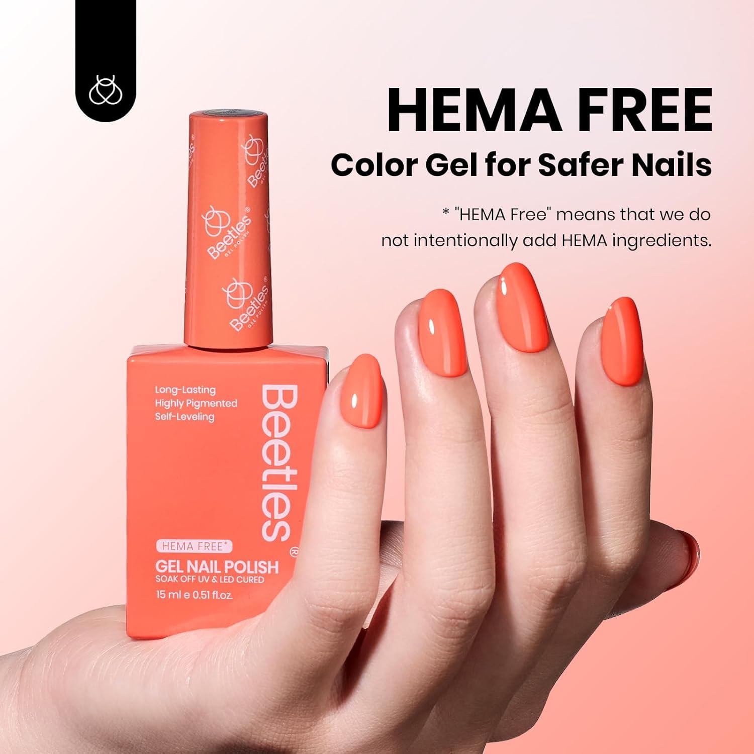 imageBeetles Nude Pink Gel Nail Polish  Misty Rose Jelly Gel Polish Hema Free Natural Nude Pink Nail Polish Nail Concealer Sheer Translucent Effect Soak Off UV Nail Art Manicure Gift for Women 15MLCoral Orange