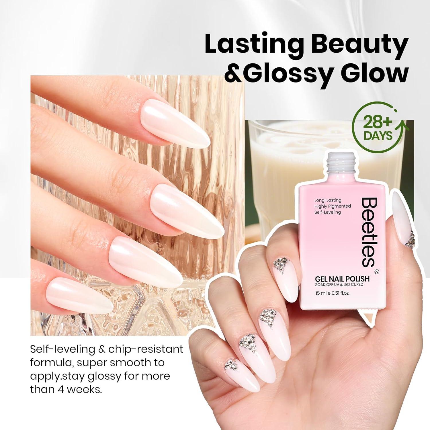 imageBeetles Nude Pink Gel Nail Polish  Misty Rose Jelly Gel Polish Hema Free Natural Nude Pink Nail Polish Nail Concealer Sheer Translucent Effect Soak Off UV Nail Art Manicure Gift for Women 15ML000Vanila Milkshake