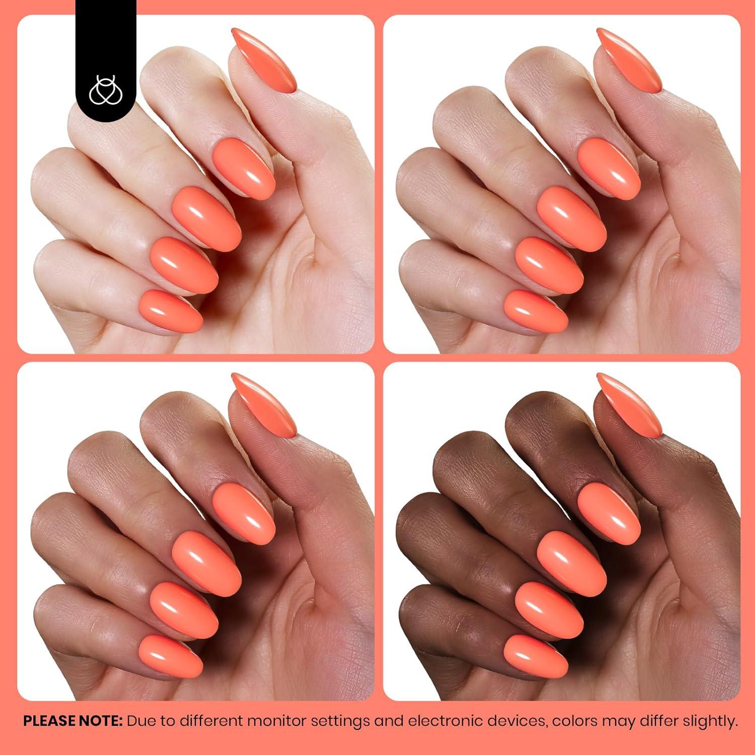 imageBeetles Nude Pink Gel Nail Polish  Misty Rose Jelly Gel Polish Hema Free Natural Nude Pink Nail Polish Nail Concealer Sheer Translucent Effect Soak Off UV Nail Art Manicure Gift for Women 15MLCoral Orange