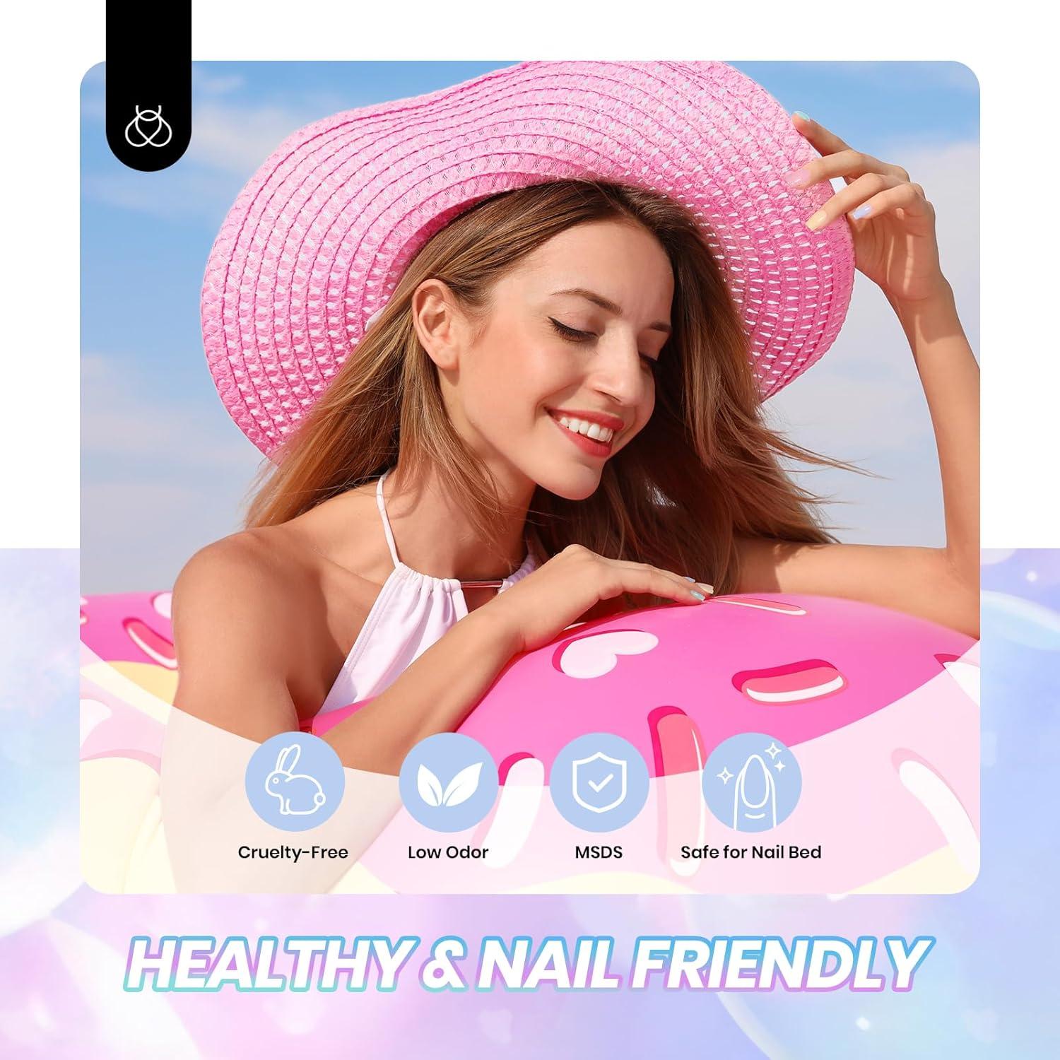 imageBeetles Pearl Gel Nail Polish 6 Colors Shimmer Cat Eye Holographic Glitter Nail Polish Set with Magnet Rainbow Mermaid Swirl Shell Thread Purple Pink Blue Green Velvet Gel Manicure Gifts for WomenCandy Jelly