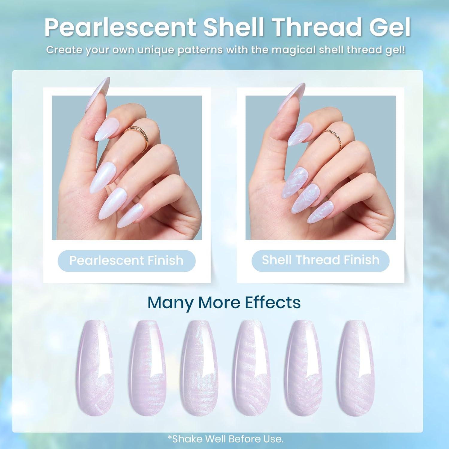 imageBeetles Pearl Gel Nail Polish 6 Colors Shimmer Cat Eye Holographic Glitter Nail Polish Set with Magnet Rainbow Mermaid Swirl Shell Thread Purple Pink Blue Green Velvet Gel Manicure Gifts for WomenIce Blue Gel Nail Polish