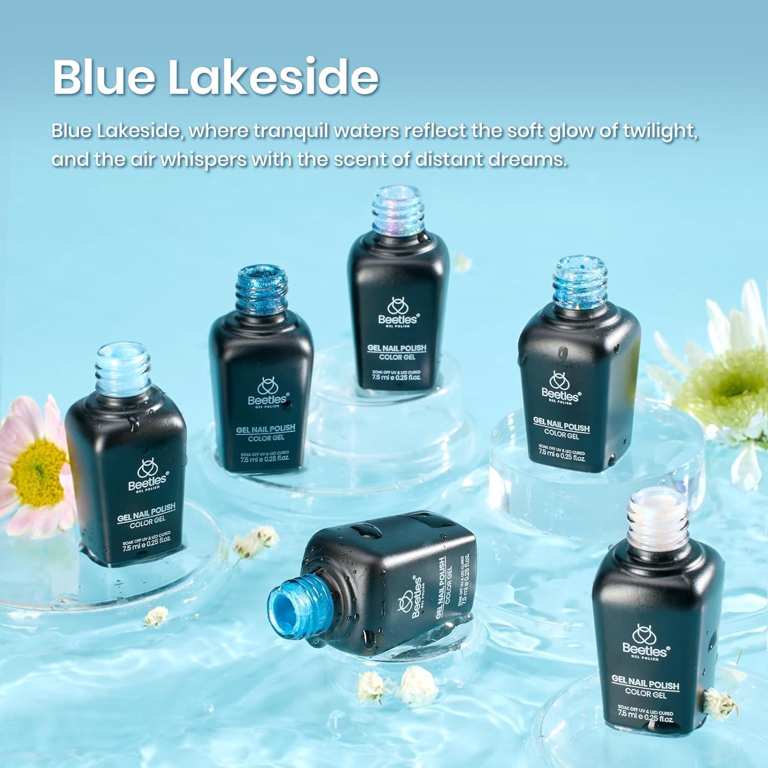 imageBeetles Pearl Gel Nail Polish 6 Colors Shimmer Cat Eye Holographic Glitter Nail Polish Set with Magnet Rainbow Mermaid Swirl Shell Thread Purple Pink Blue Green Velvet Gel Manicure Gifts for WomenIce Blue Gel Nail Polish