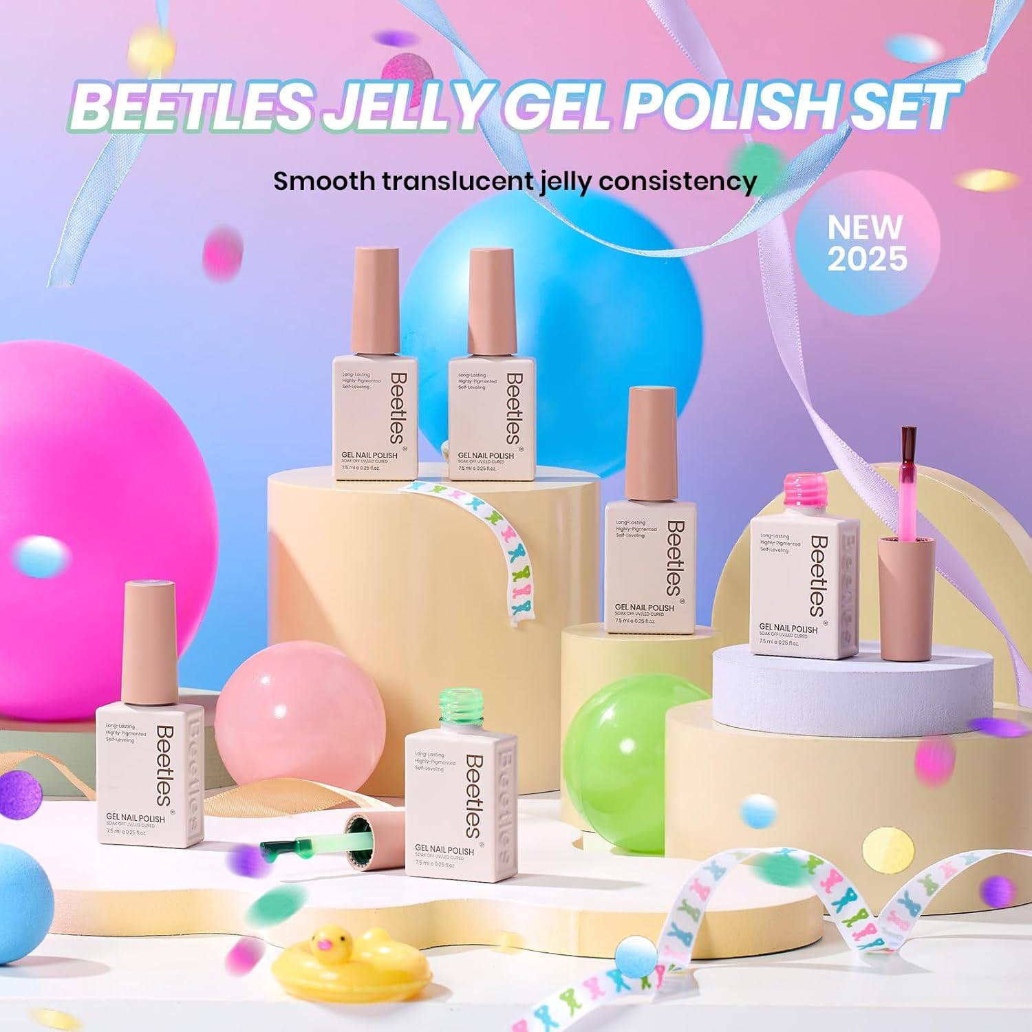 imageBeetles Pearl Gel Nail Polish 6 Colors Shimmer Cat Eye Holographic Glitter Nail Polish Set with Magnet Rainbow Mermaid Swirl Shell Thread Purple Pink Blue Green Velvet Gel Manicure Gifts for WomenJelly Gels