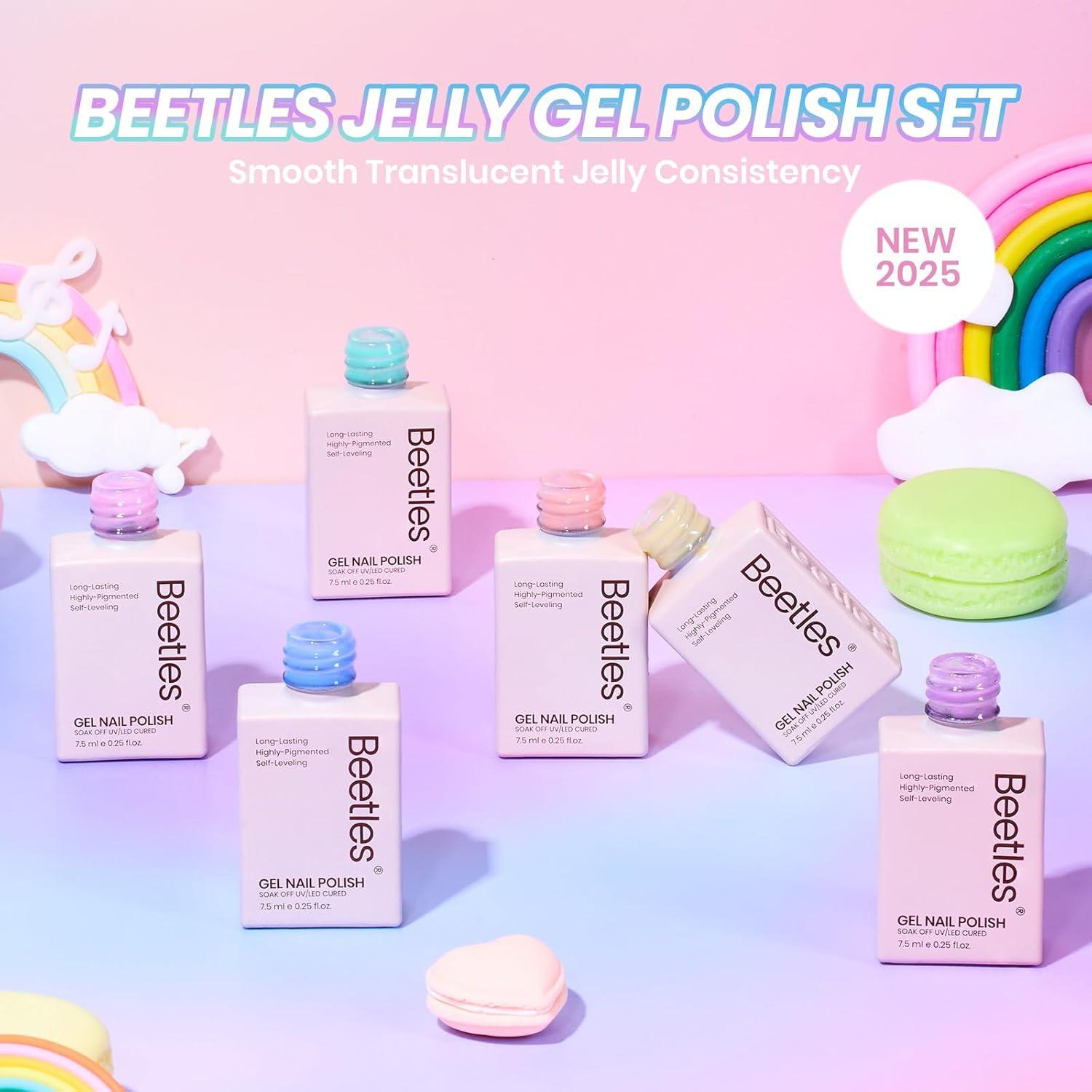 imageBeetles Pearl Gel Nail Polish 6 Colors Shimmer Cat Eye Holographic Glitter Nail Polish Set with Magnet Rainbow Mermaid Swirl Shell Thread Purple Pink Blue Green Velvet Gel Manicure Gifts for WomenCandy Jelly