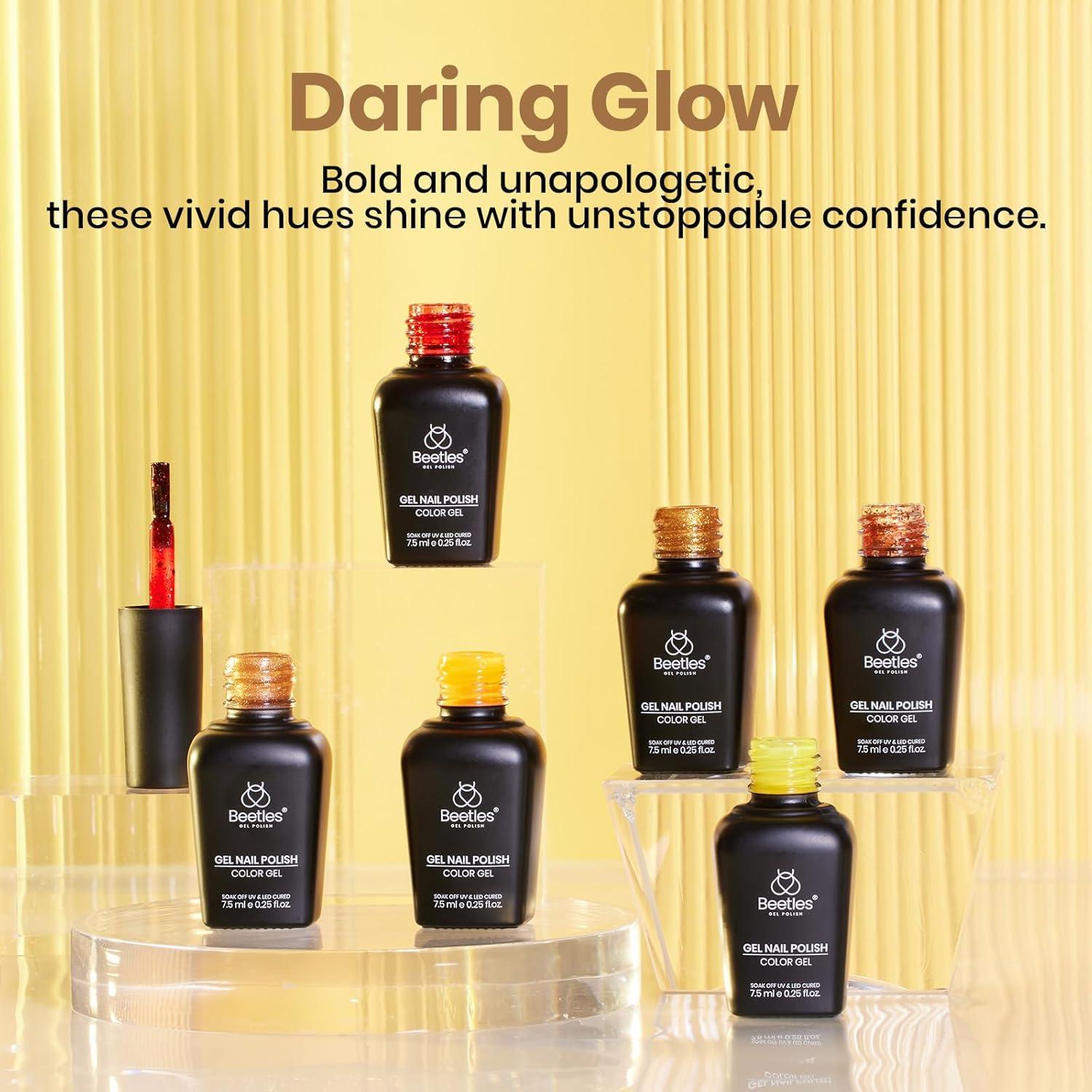 imageBeetles Pearl Gel Nail Polish 6 Colors Shimmer Cat Eye Holographic Glitter Nail Polish Set with Magnet Rainbow Mermaid Swirl Shell Thread Purple Pink Blue Green Velvet Gel Manicure Gifts for Women0Daring Glow