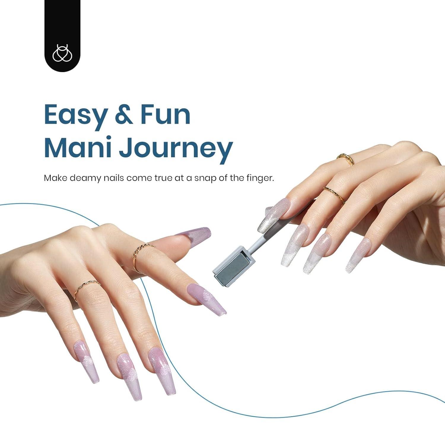 imageBeetles Pearl Gel Nail Polish 6 Colors Shimmer Cat Eye Holographic Glitter Nail Polish Set with Magnet Rainbow Mermaid Swirl Shell Thread Purple Pink Blue Green Velvet Gel Manicure Gifts for Women0Romantic Galaxy