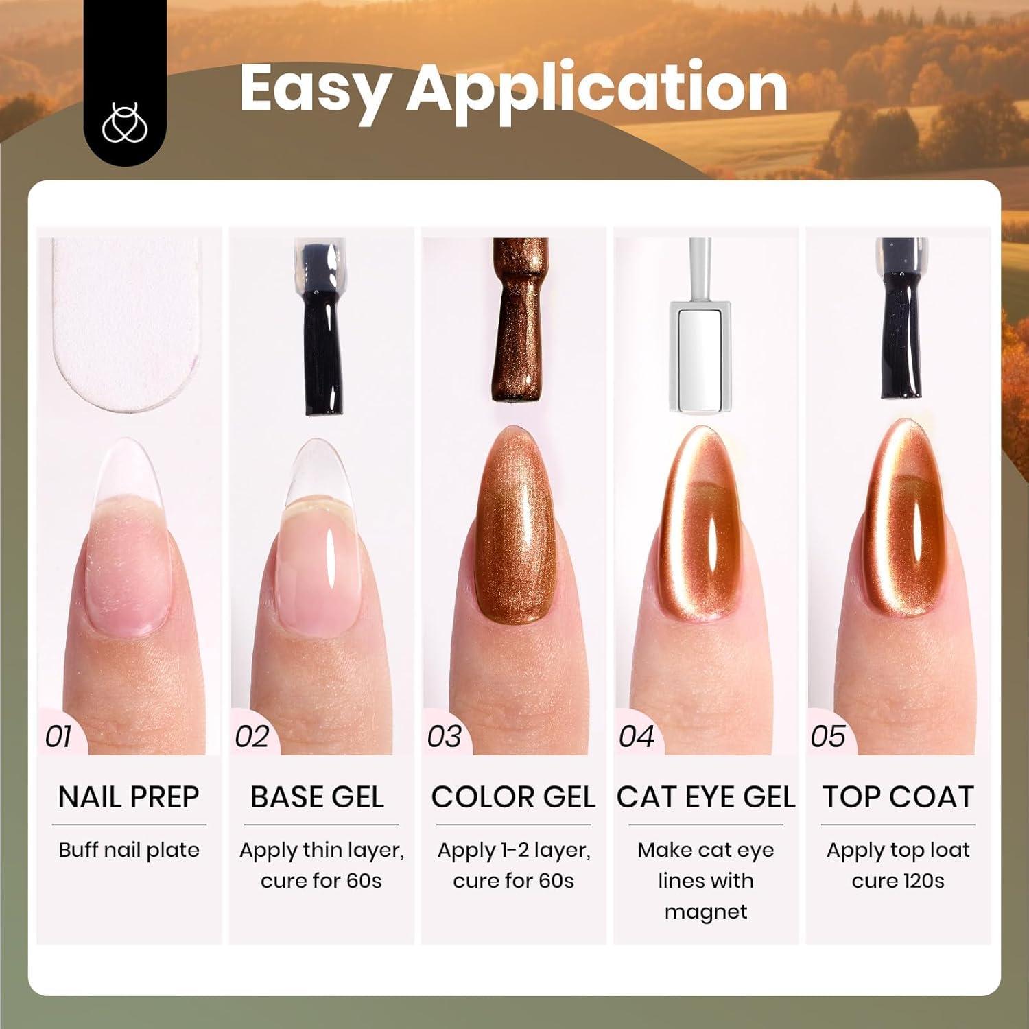 imageBeetles Pearl Gel Nail Polish 6 Colors Shimmer Cat Eye Holographic Glitter Nail Polish Set with Magnet Rainbow Mermaid Swirl Shell Thread Purple Pink Blue Green Velvet Gel Manicure Gifts for Women0Golden Mirage