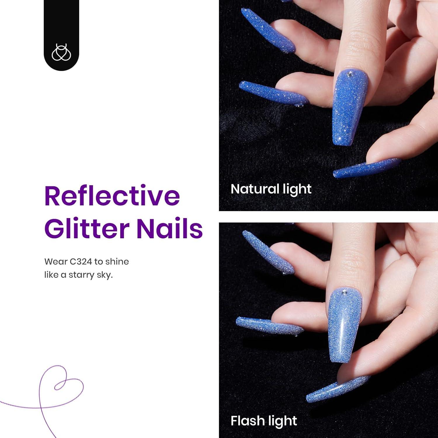 imageBeetles Pearl Gel Nail Polish 6 Colors Shimmer Cat Eye Holographic Glitter Nail Polish Set with Magnet Rainbow Mermaid Swirl Shell Thread Purple Pink Blue Green Velvet Gel Manicure Gifts for WomenElectic Party