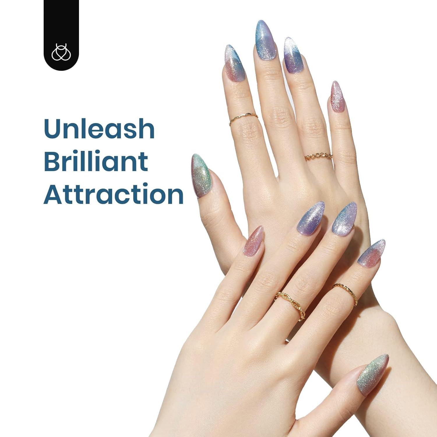 imageBeetles Pearl Gel Nail Polish 6 Colors Shimmer Cat Eye Holographic Glitter Nail Polish Set with Magnet Rainbow Mermaid Swirl Shell Thread Purple Pink Blue Green Velvet Gel Manicure Gifts for Women0Romantic Galaxy