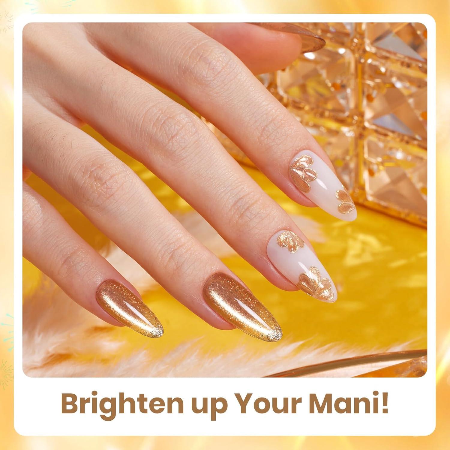 imageBeetles Pearl Gel Nail Polish 6 Colors Shimmer Cat Eye Holographic Glitter Nail Polish Set with Magnet Rainbow Mermaid Swirl Shell Thread Purple Pink Blue Green Velvet Gel Manicure Gifts for Women0Daring Glow