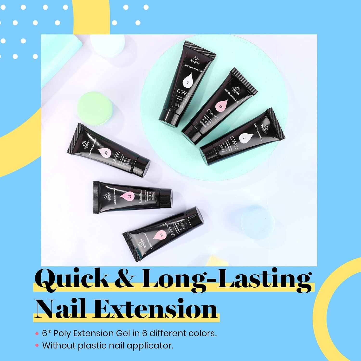 imageBeetles Poly Nail Extension Gel Kit  6 Basic Colors Clear White Pink Nude  French Manicure Kit with DIY Salon Nail Art Designs for Women