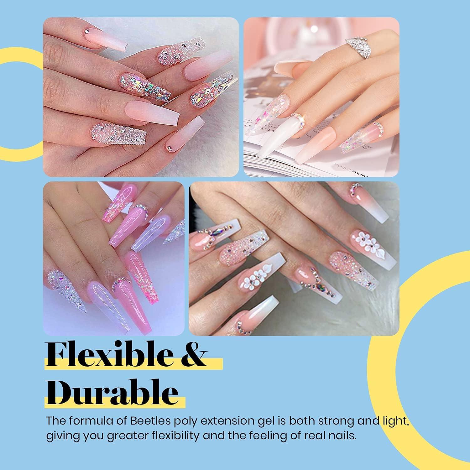 imageBeetles Poly Nail Extension Gel Kit  6 Basic Colors Clear White Pink Nude  French Manicure Kit with DIY Salon Nail Art Designs for Women