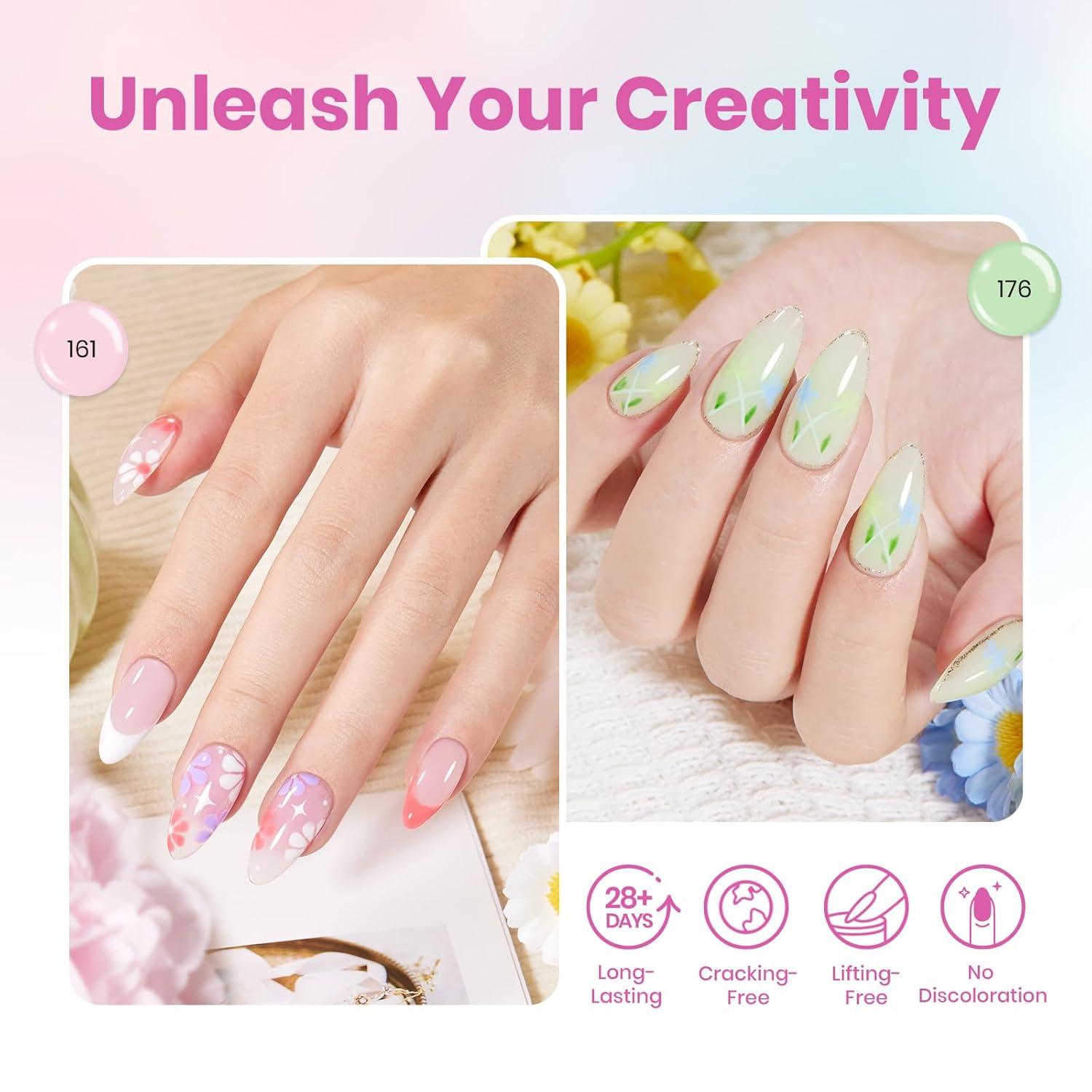 imageBeetles Poly Nail Gel Kit  6 Colors Jelly Nude Extension Kit with Slip Solution Builder Nail Enhancement for Beginner ampamp Professional Long Lasting DIY Home Christmas Gift for Women UV ampamp LED NeededSpring Fairytale