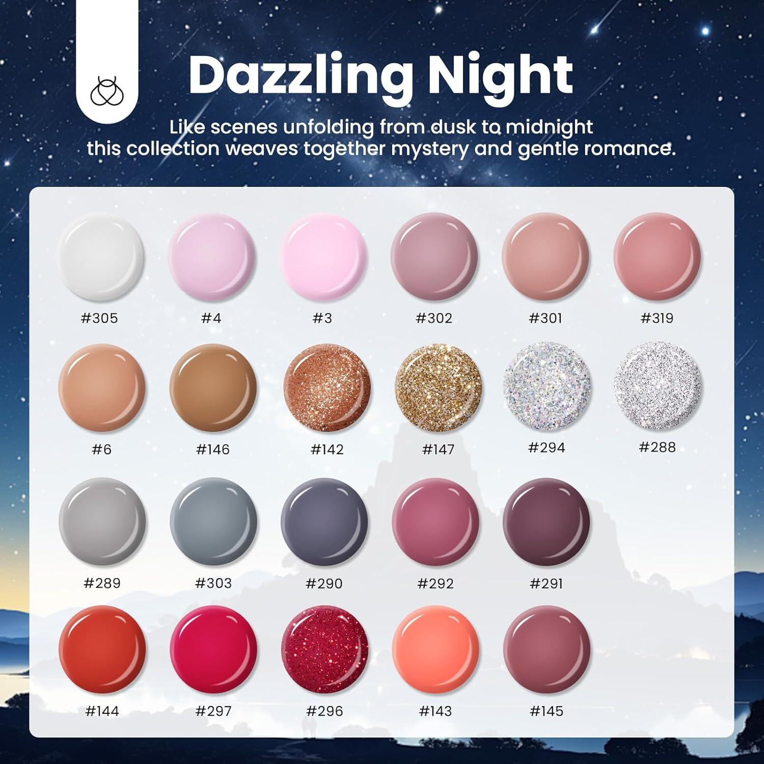 imageBeetles Poly Nail Gel Kit  6 Colors Jelly Nude Extension Kit with Slip Solution Builder Nail Enhancement for Beginner ampamp Professional Long Lasting DIY Home Christmas Gift for Women UV ampamp LED NeededDazzling Night