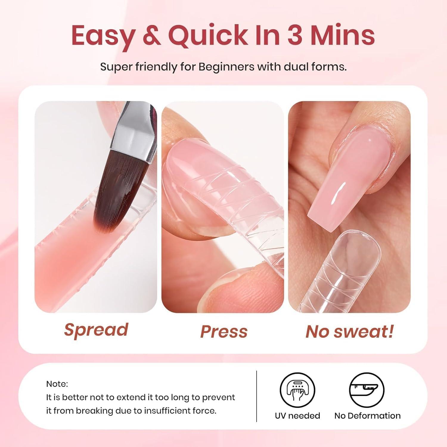 imageBeetles Poly Nail Gel Kit  6 Colors Jelly Nude Extension Kit with Slip Solution Builder Nail Enhancement for Beginner ampamp Professional Long Lasting DIY Home Christmas Gift for Women UV ampamp LED Needed0  Gentle Treatment