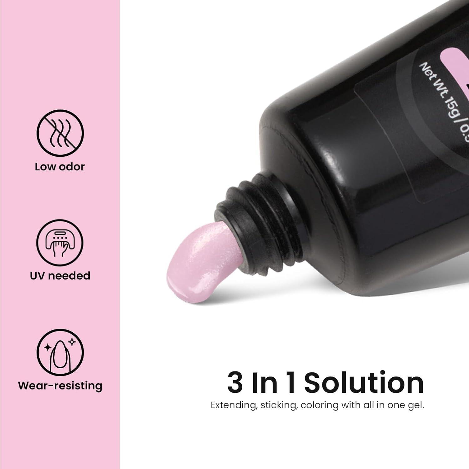 imageBeetles Poly Nail Gel Kit  6 Colors Jelly Nude Extension Kit with Slip Solution Builder Nail Enhancement for Beginner ampamp Professional Long Lasting DIY Home Christmas Gift for Women UV ampamp LED NeededRose Love