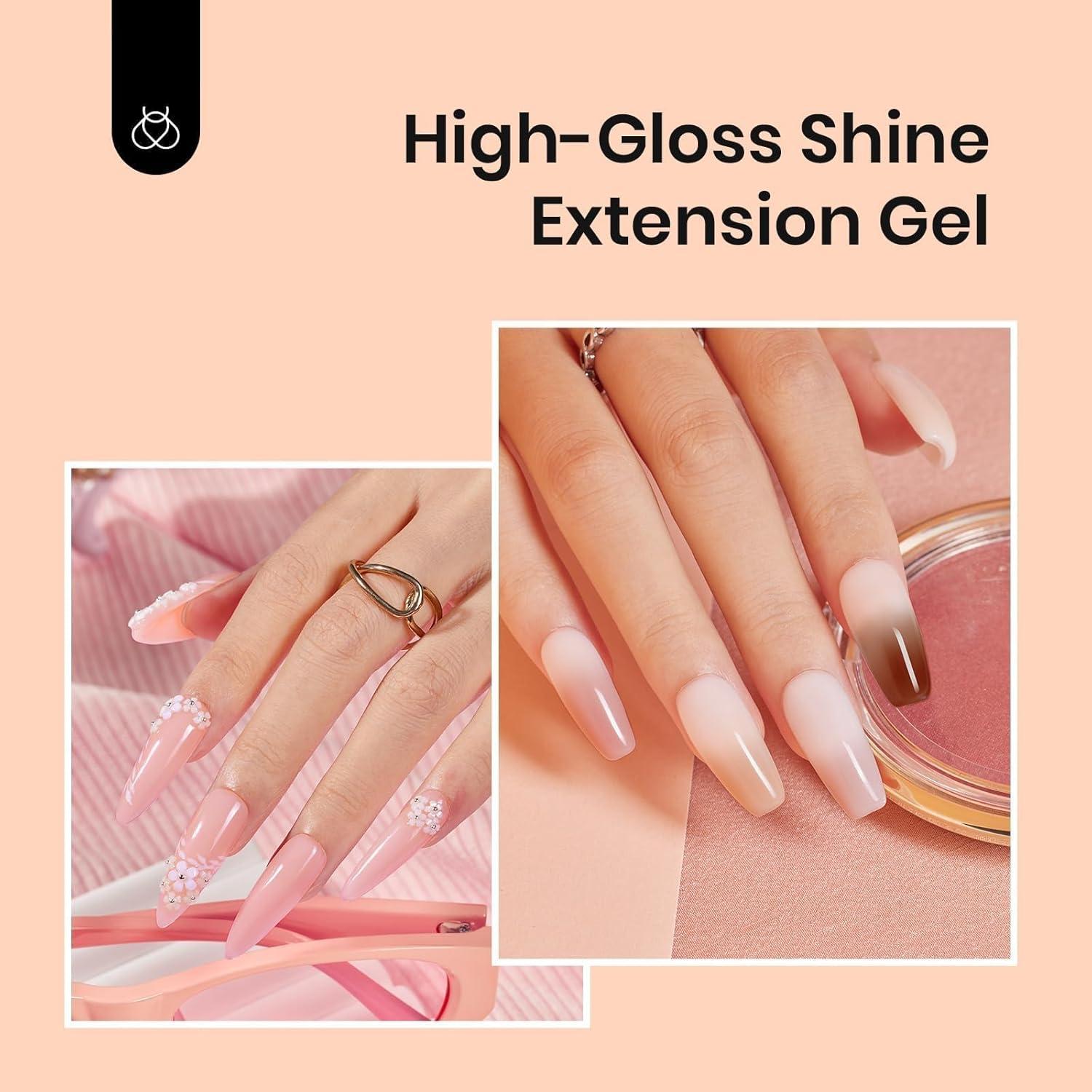 imageBeetles Poly Nail Gel Kit  6 Colors Jelly Nude Extension Kit with Slip Solution Builder Nail Enhancement for Beginner ampamp Professional Long Lasting DIY Home Christmas Gift for Women UV ampamp LED NeededSoft and elegant