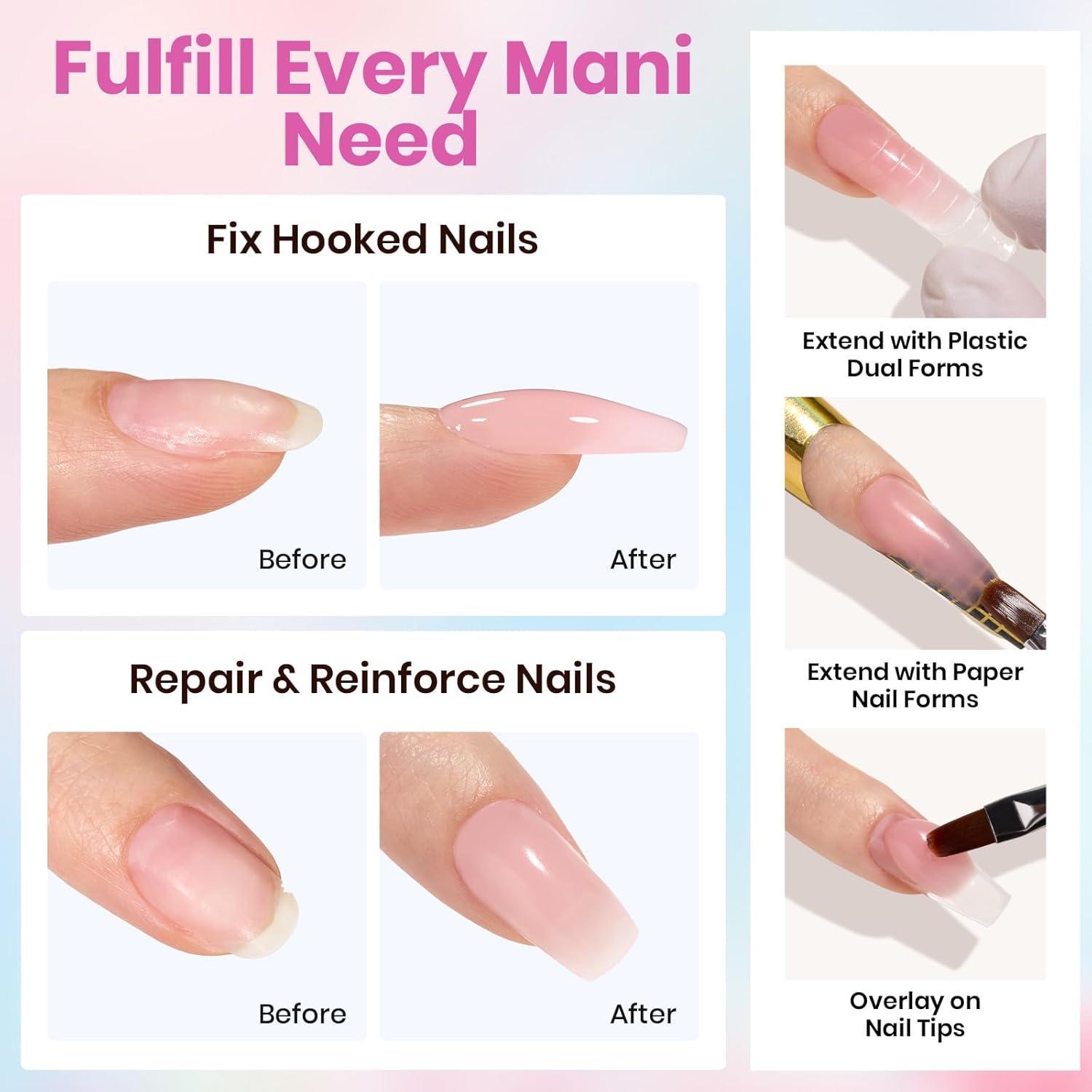 imageBeetles Poly Nail Gel Kit  6 Colors Jelly Nude Extension Kit with Slip Solution Builder Nail Enhancement for Beginner ampamp Professional Long Lasting DIY Home Christmas Gift for Women UV ampamp LED NeededSpring Fairytale