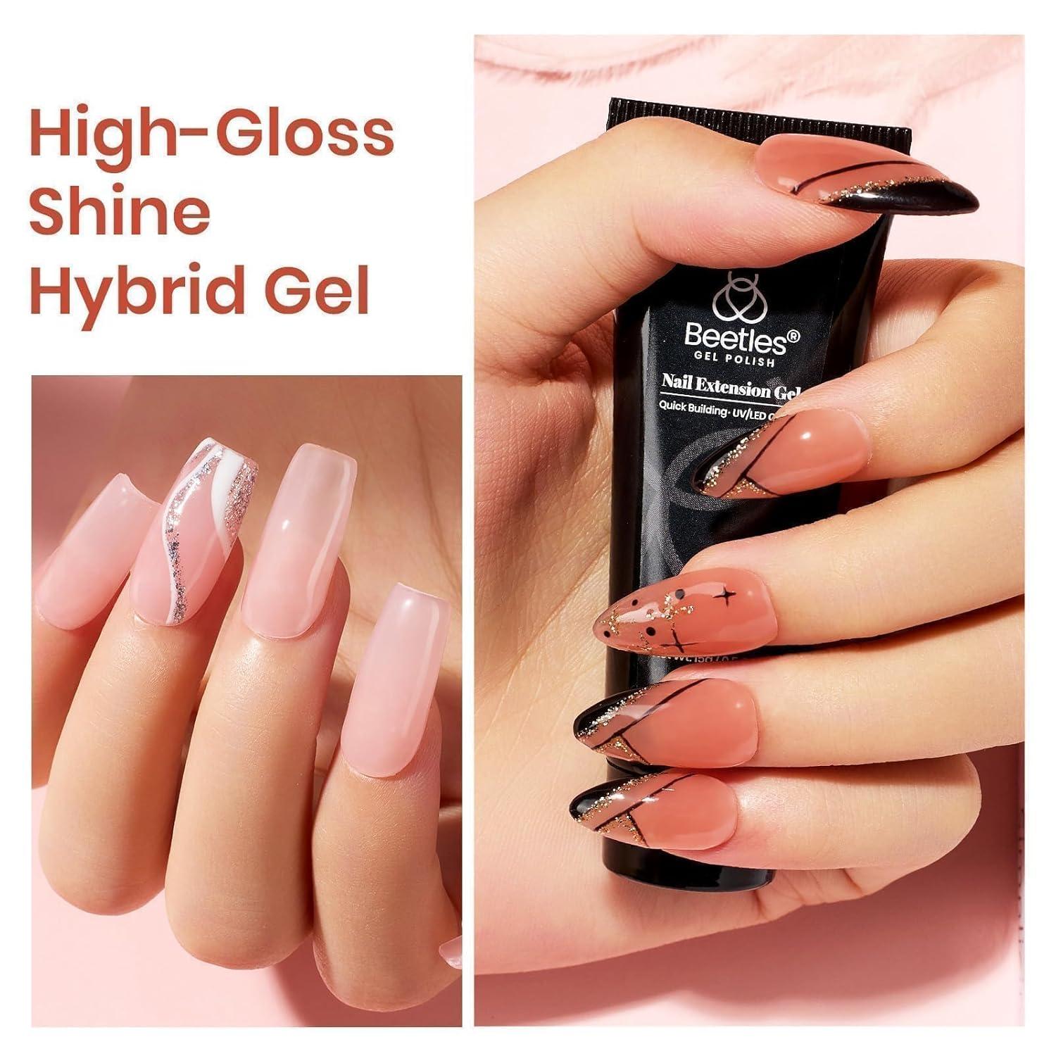 imageBeetles Poly Nail Gel Kit  6 Colors Jelly Nude Extension Kit with Slip Solution Builder Nail Enhancement for Beginner ampamp Professional Long Lasting DIY Home Christmas Gift for Women UV ampamp LED Needed0  Gentle Treatment