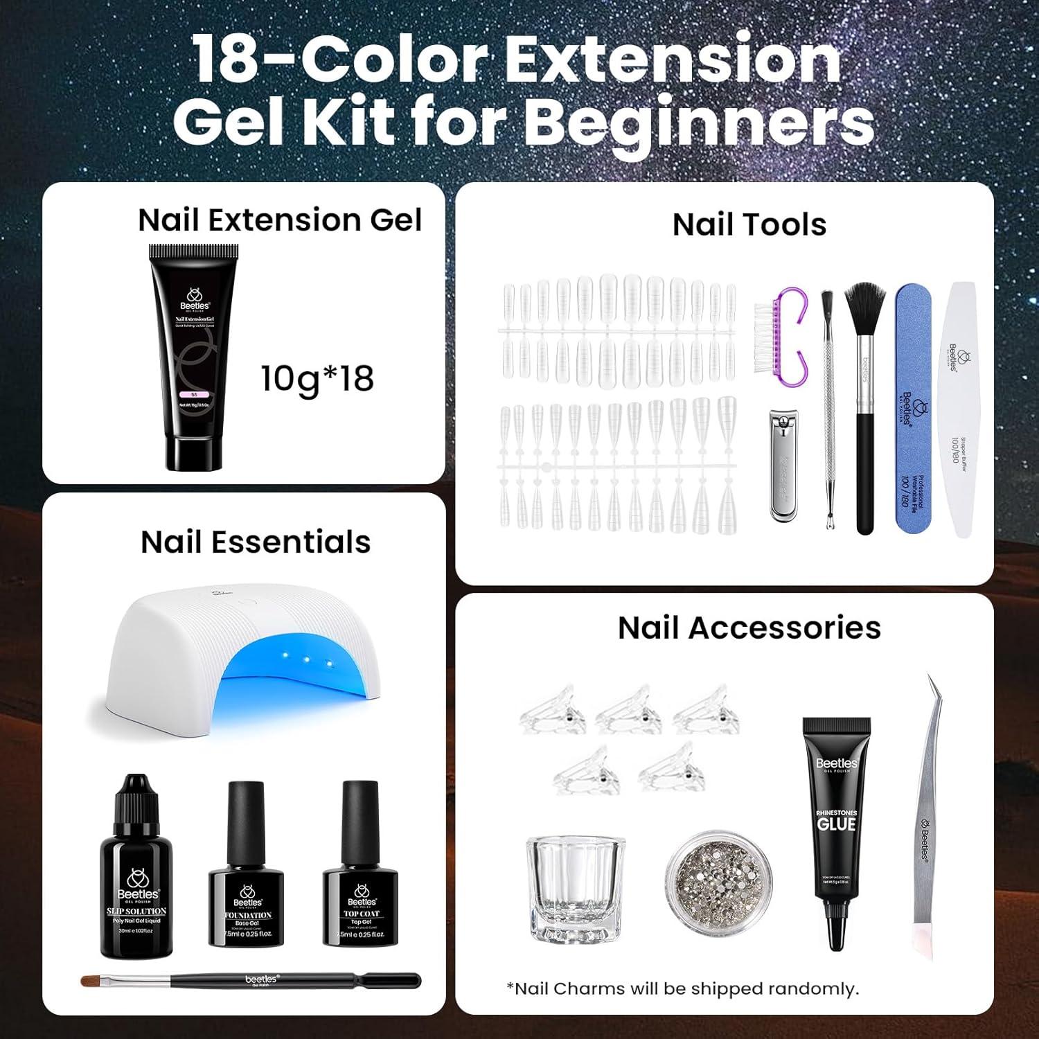 imageBeetles Poly Nail Gel Kit  6 Colors Jelly Nude Extension Kit with Slip Solution Builder Nail Enhancement for Beginner ampamp Professional Long Lasting DIY Home Christmas Gift for Women UV ampamp LED NeededVelvet Night