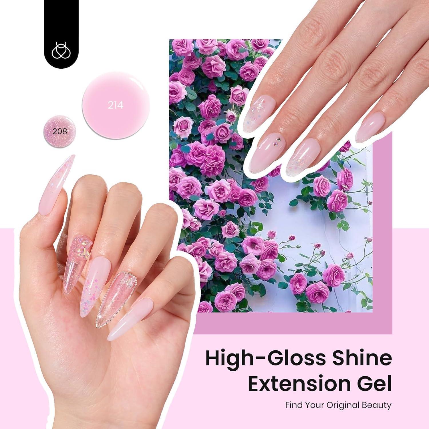 imageBeetles Poly Nail Gel Kit  6 Colors Jelly Nude Extension Kit with Slip Solution Builder Nail Enhancement for Beginner ampamp Professional Long Lasting DIY Home Christmas Gift for Women UV ampamp LED NeededRose Love