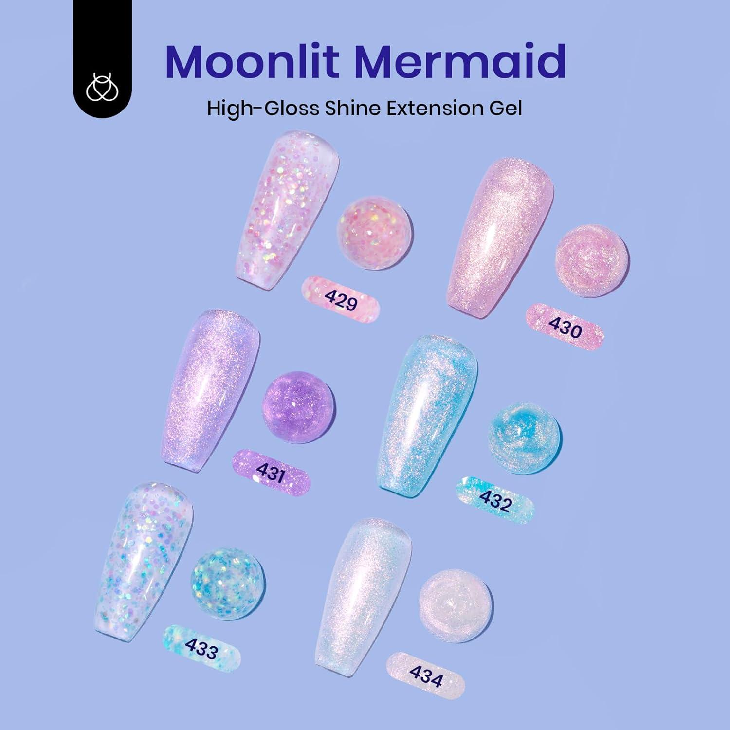 imageBeetles Poly Nail Gel Kit  6 Colors Jelly Nude Extension Kit with Slip Solution Builder Nail Enhancement for Beginner ampamp Professional Long Lasting DIY Home Christmas Gift for Women UV ampamp LED Needed0Mermaid Glow