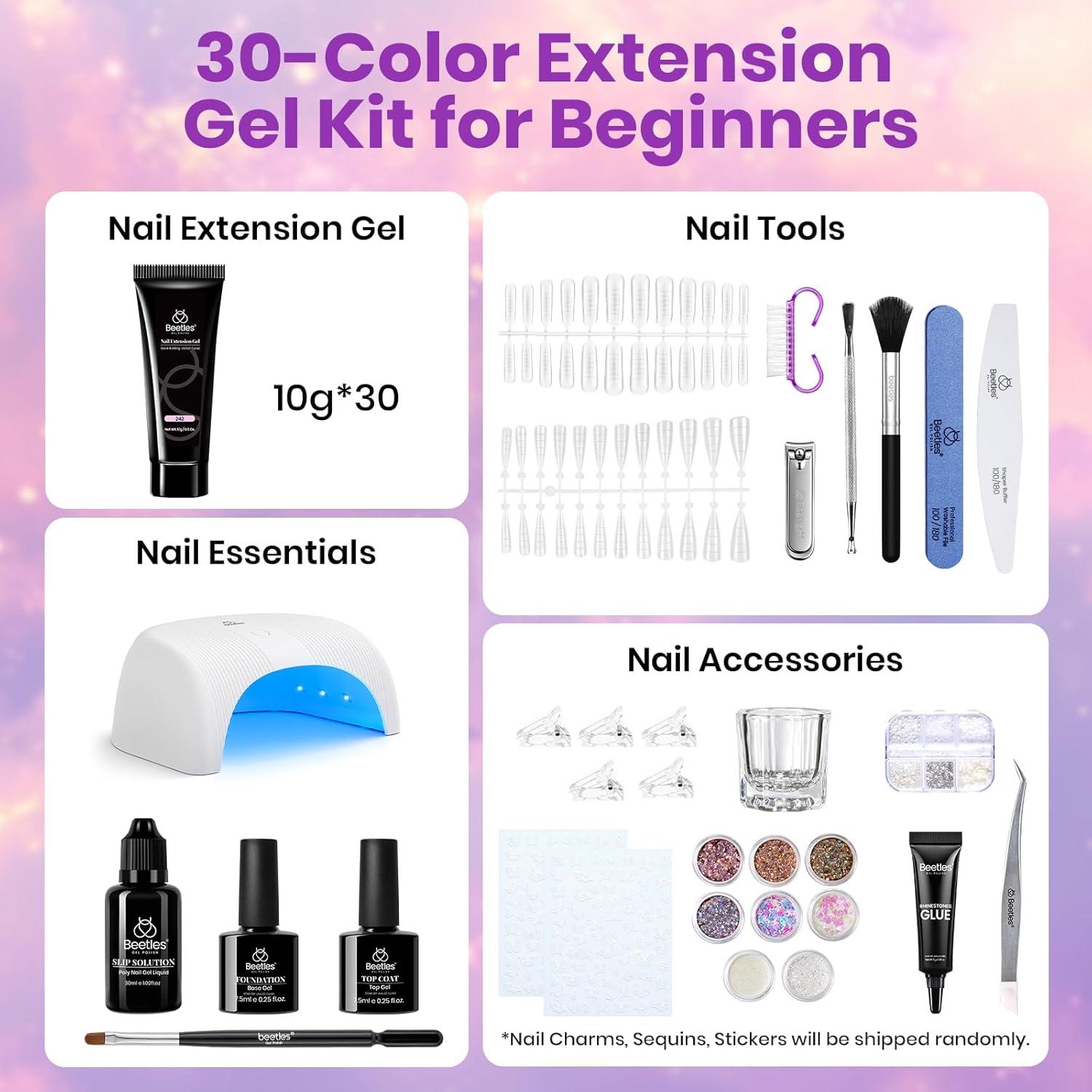 imageBeetles Poly Nail Gel Kit  6 Colors Jelly Nude Extension Kit with Slip Solution Builder Nail Enhancement for Beginner ampamp Professional Long Lasting DIY Home Christmas Gift for Women UV ampamp LED NeededRomantic Night