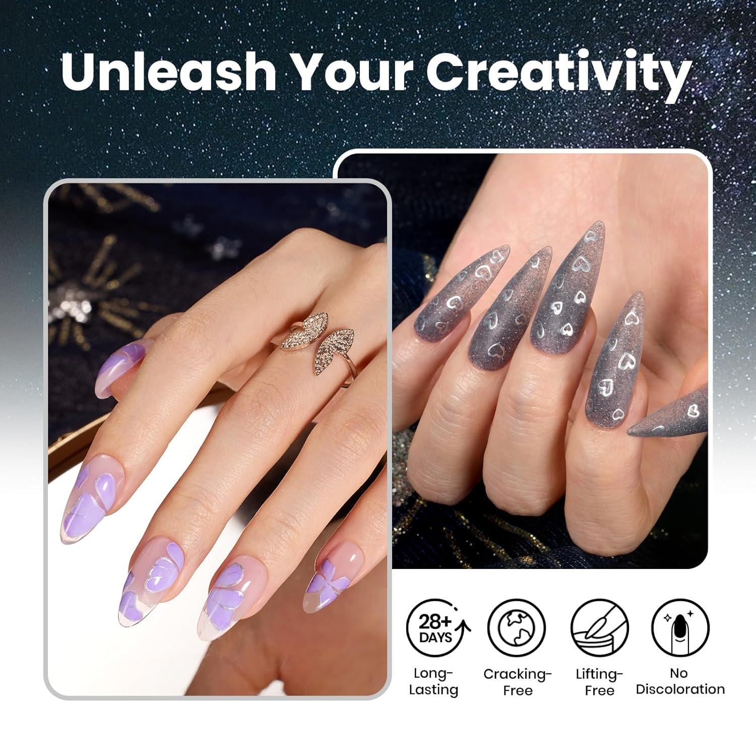 imageBeetles Poly Nail Gel Kit  6 Colors Jelly Nude Extension Kit with Slip Solution Builder Nail Enhancement for Beginner ampamp Professional Long Lasting DIY Home Christmas Gift for Women UV ampamp LED NeededVelvet Night