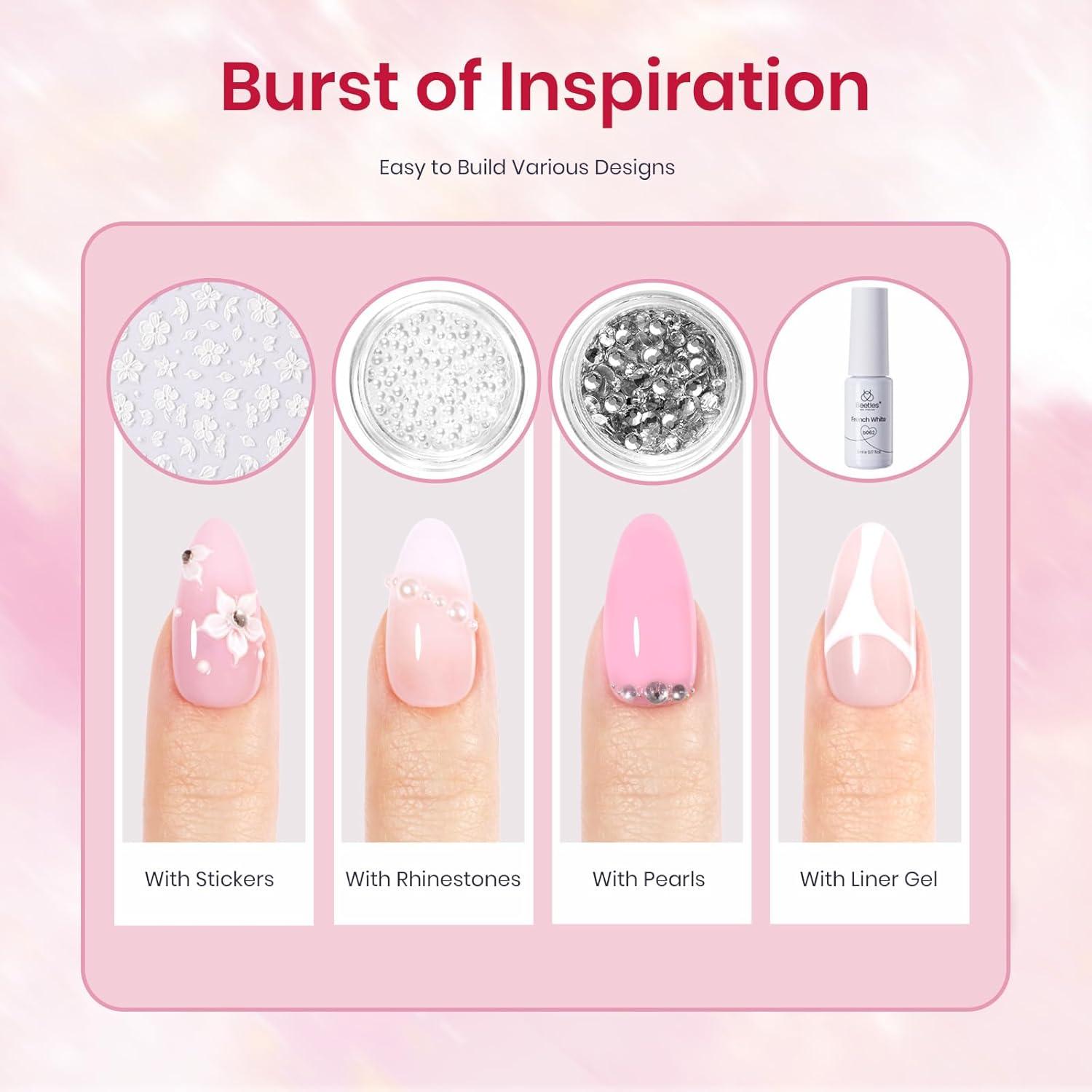 imageBeetles Poly Nail Gel Kit  6 Colors Jelly Nude Extension Kit with Slip Solution Builder Nail Enhancement for Beginner ampamp Professional Long Lasting DIY Home Christmas Gift for Women UV ampamp LED Needed0 2025 New 6 Colors Starlit Joy