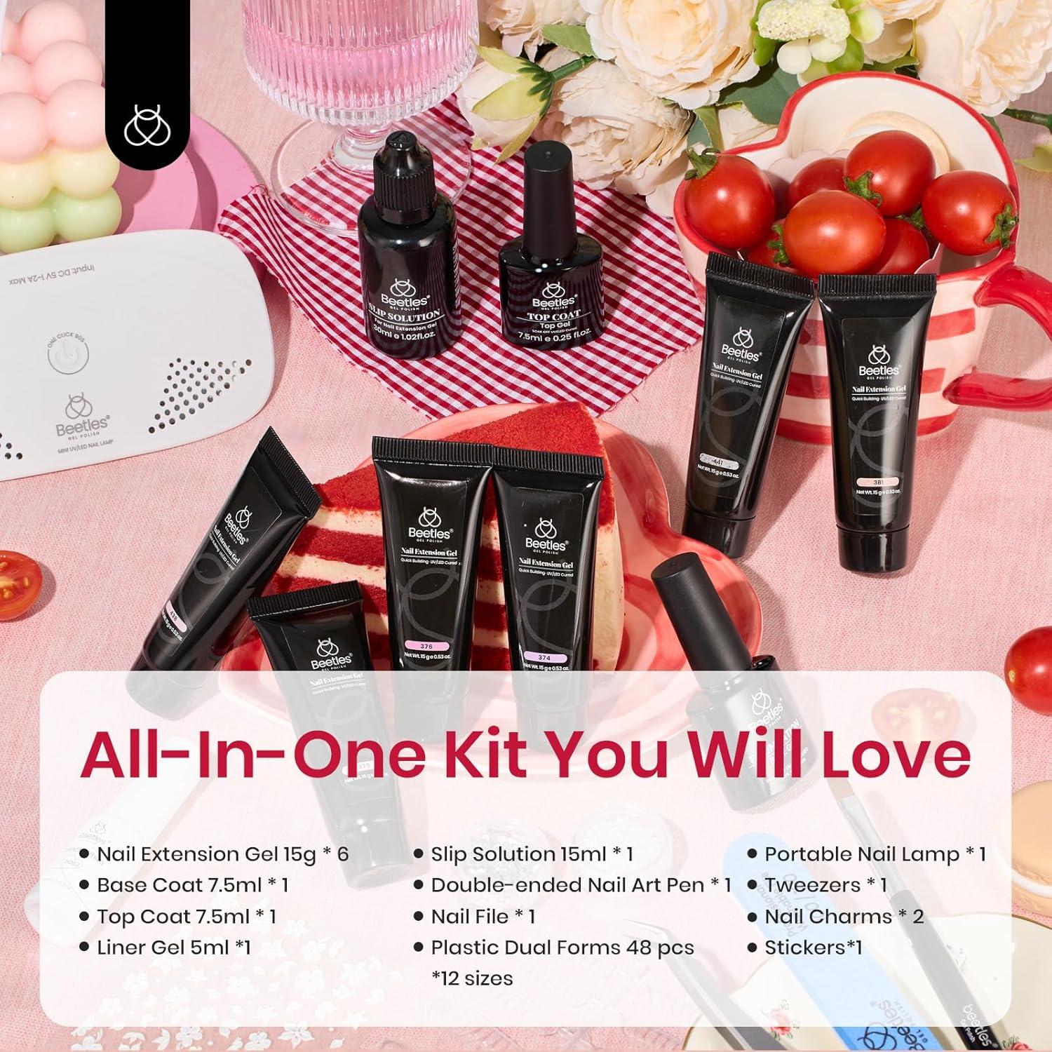 imageBeetles Poly Nail Gel Kit  6 Colors Jelly Nude Extension Kit with Slip Solution Builder Nail Enhancement for Beginner ampamp Professional Long Lasting DIY Home Christmas Gift for Women UV ampamp LED Needed0 2025 New 6 Colors Starlit Joy