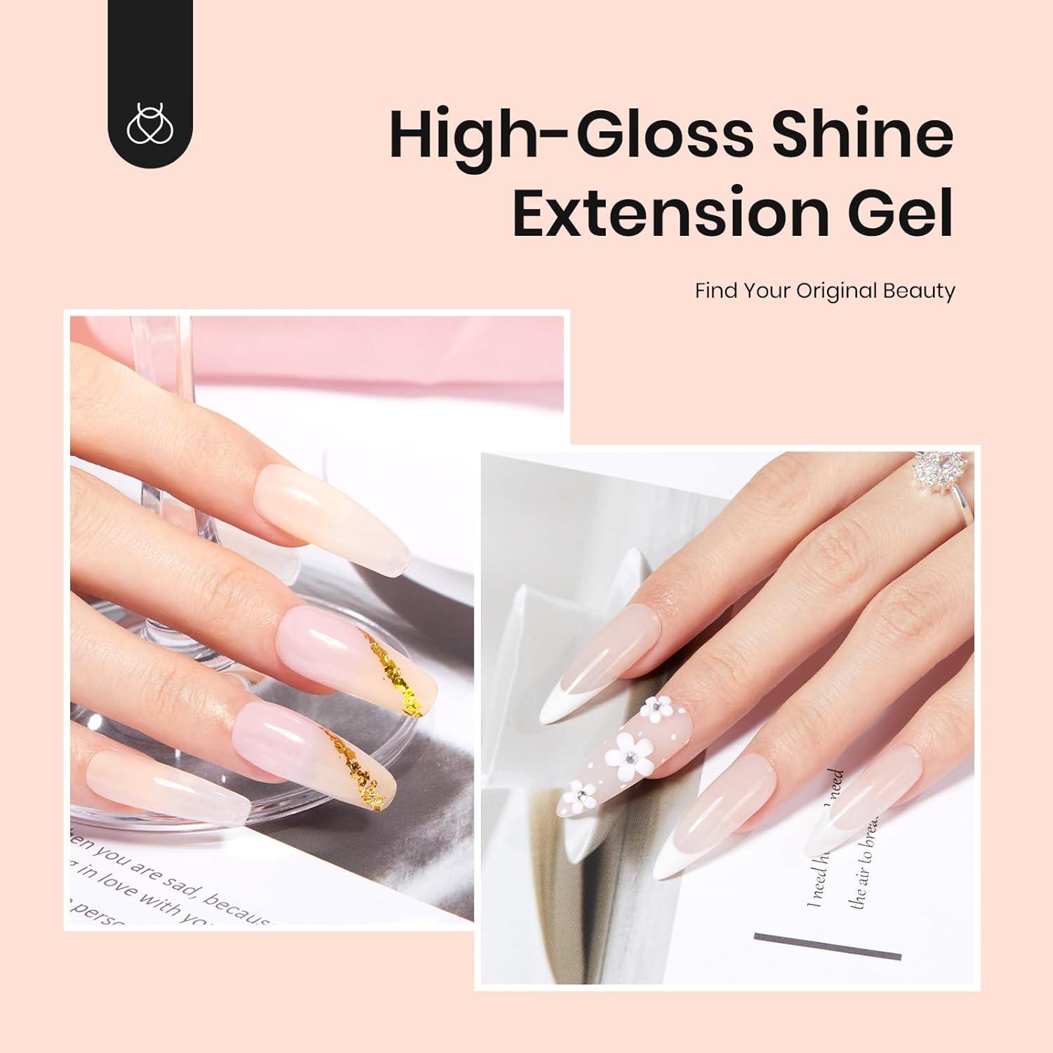 imageBeetles Poly Nail Gel Kit  6 Colors Jelly Nude Extension Kit with Slip Solution Builder Nail Enhancement for Beginner ampamp Professional Long Lasting DIY Home Christmas Gift for Women UV ampamp LED NeededGentle Whisper