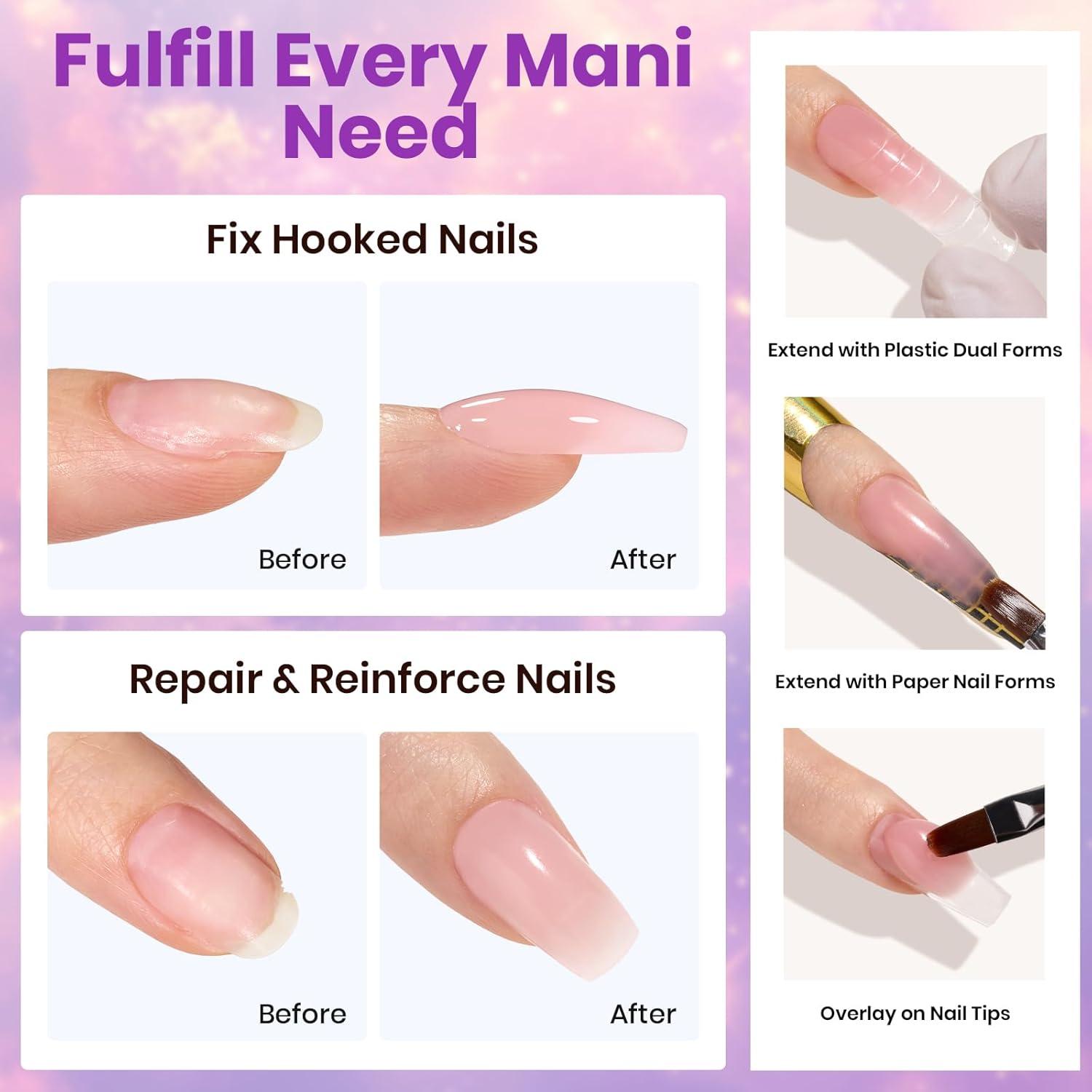 imageBeetles Poly Nail Gel Kit  6 Colors Jelly Nude Extension Kit with Slip Solution Builder Nail Enhancement for Beginner ampamp Professional Long Lasting DIY Home Christmas Gift for Women UV ampamp LED NeededRomantic Night