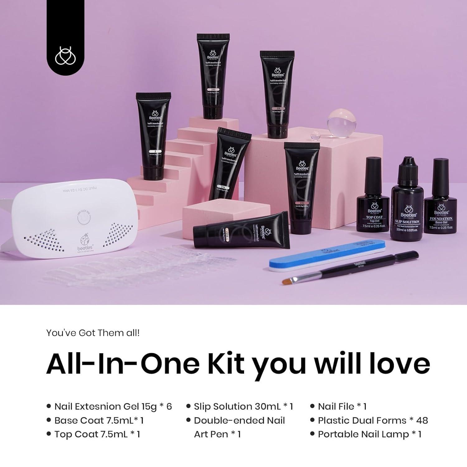 imageBeetles Poly Nail Gel Kit  6 Colors Jelly Nude Extension Kit with Slip Solution Builder Nail Enhancement for Beginner ampamp Professional Long Lasting DIY Home Christmas Gift for Women UV ampamp LED NeededMoonlight Ballet