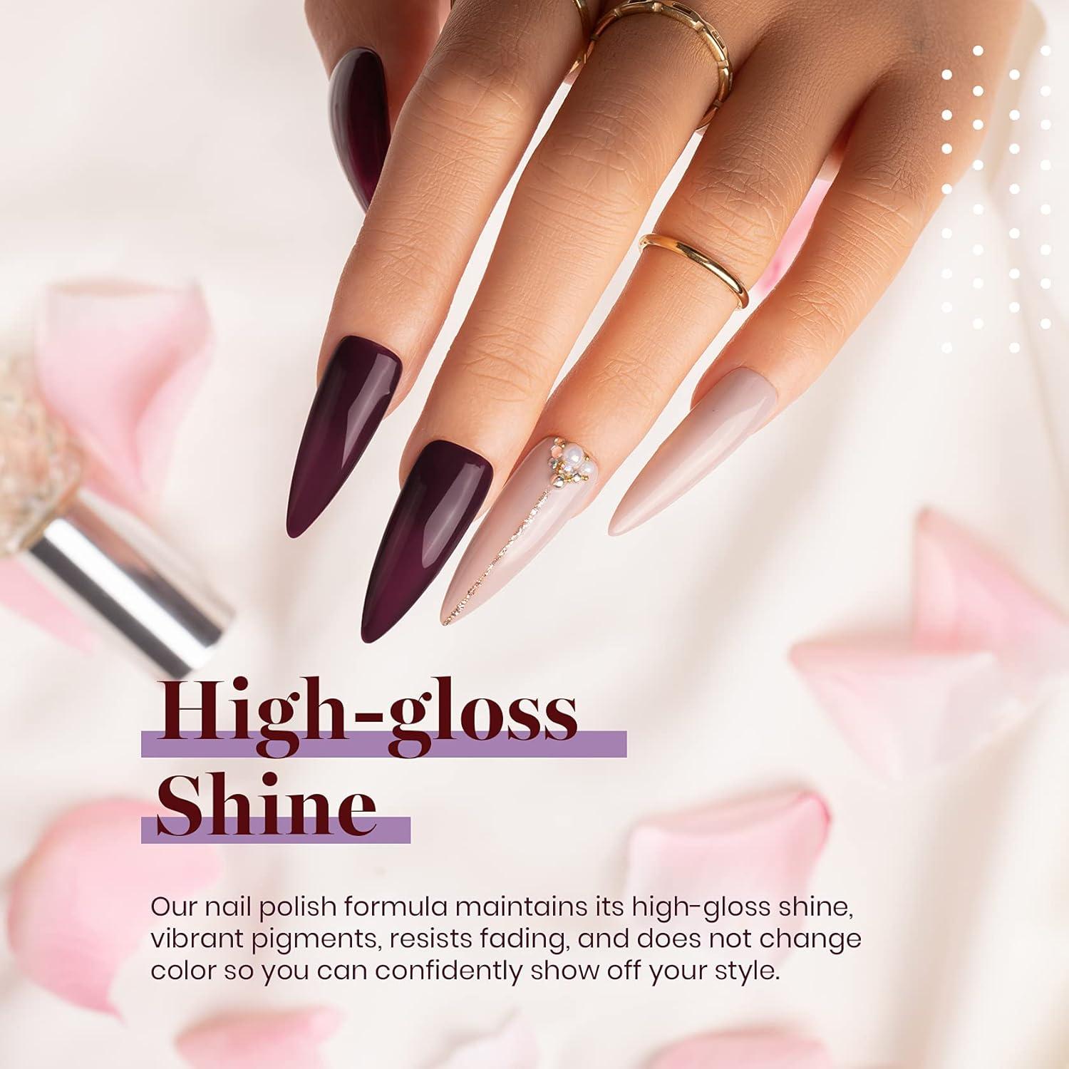 imageBeetles Purple Gel Nail Polish Set Fall Burgundy Red Dark Purple Rose Petals Color Soak Off UV Light Cure Gel Polish Nail Art Design Gifts for Women