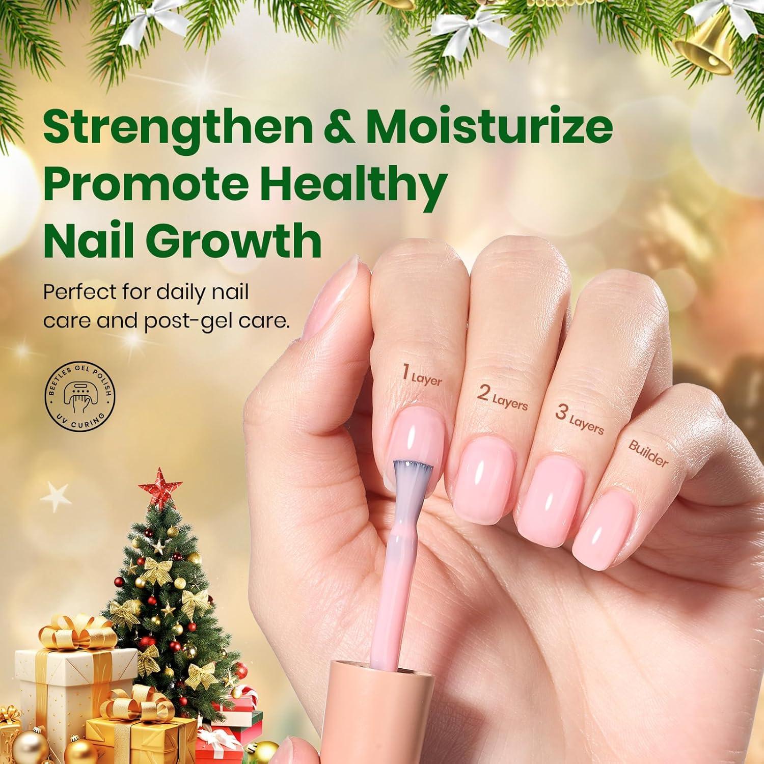 imageBeetles Rubber Base Gel Nail Polish  Christmas Limited 6 Colors Nude Gel Polish Pink Peach Neutral Sheer Base Colors for French Nail Tips Flexible U V LED Soak Off DIY Home Manicure Winter Gifts
