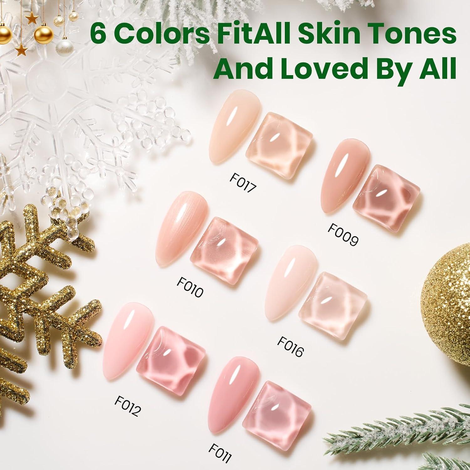 imageBeetles Rubber Base Gel Nail Polish  Christmas Limited 6 Colors Nude Gel Polish Pink Peach Neutral Sheer Base Colors for French Nail Tips Flexible U V LED Soak Off DIY Home Manicure Winter Gifts