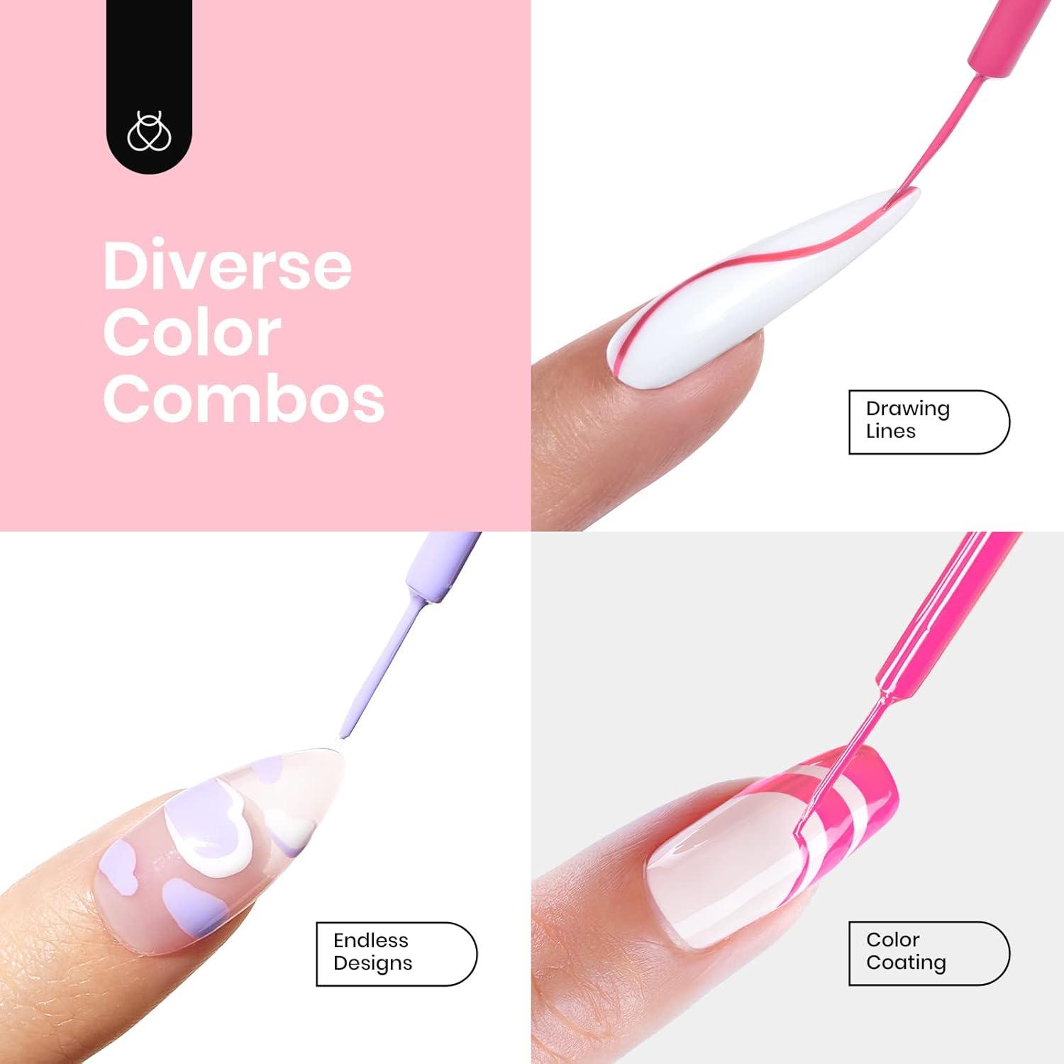 imageBeetles Summer Gel Liner Nail Polish Set  6 Neon Gel Nail Polish Colors Hot Pink Orange Blue Yellow Paint for Nails Built Thin Brush in Bottle Soak off Uv LED Lamp Nails ArtSmile Time