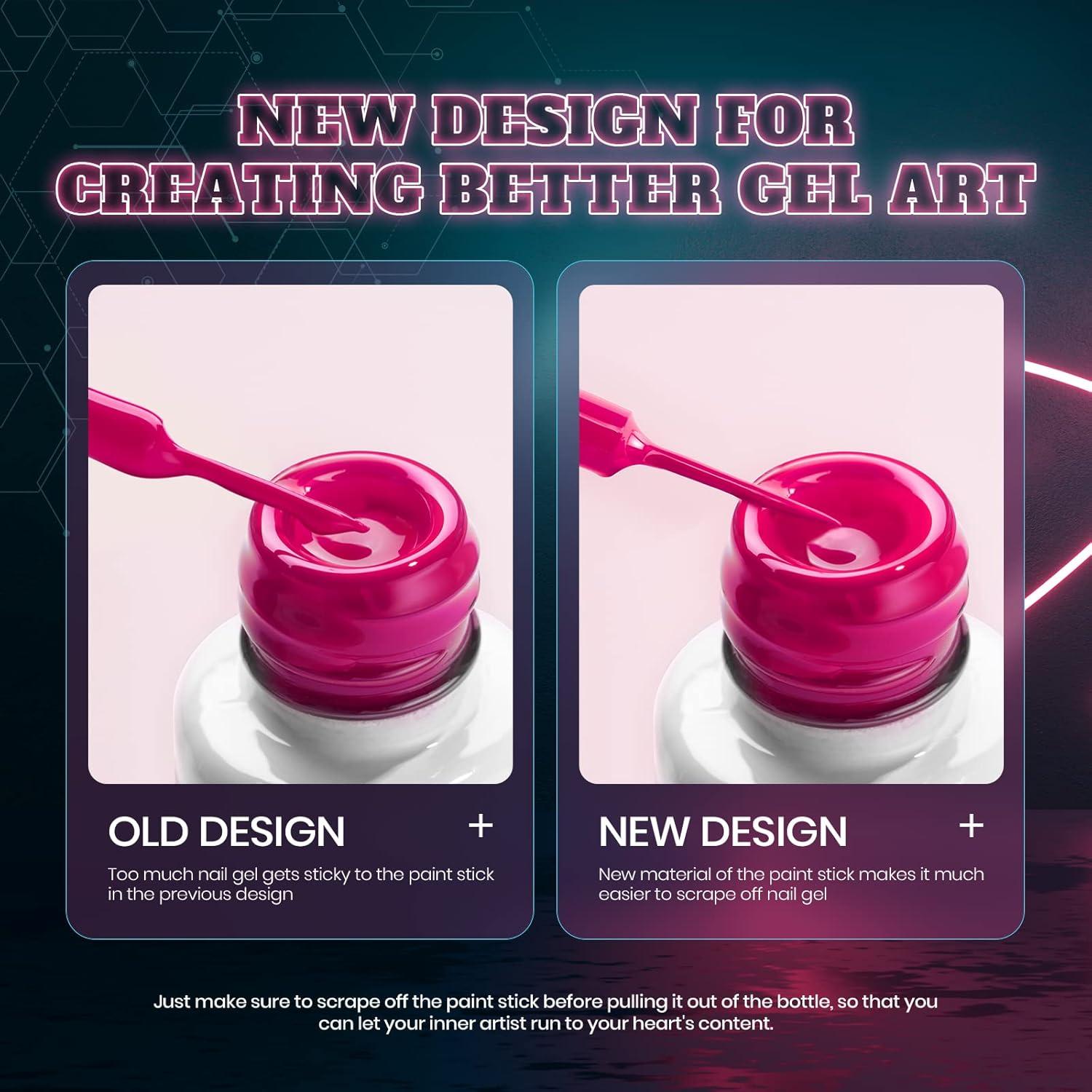 imageBeetles Summer Gel Liner Nail Polish Set  6 Neon Gel Nail Polish Colors Hot Pink Orange Blue Yellow Paint for Nails Built Thin Brush in Bottle Soak off Uv LED Lamp Nails ArtCyber Punks