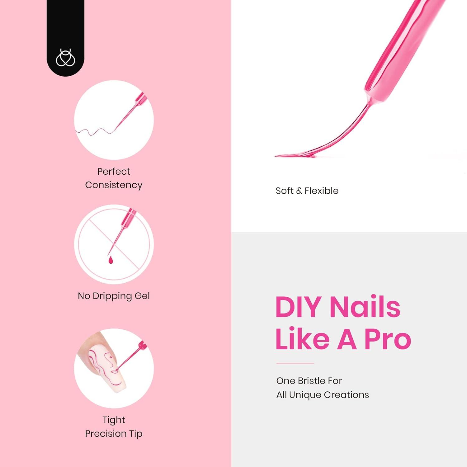 imageBeetles Summer Gel Liner Nail Polish Set  6 Neon Gel Nail Polish Colors Hot Pink Orange Blue Yellow Paint for Nails Built Thin Brush in Bottle Soak off Uv LED Lamp Nails ArtSmile Time