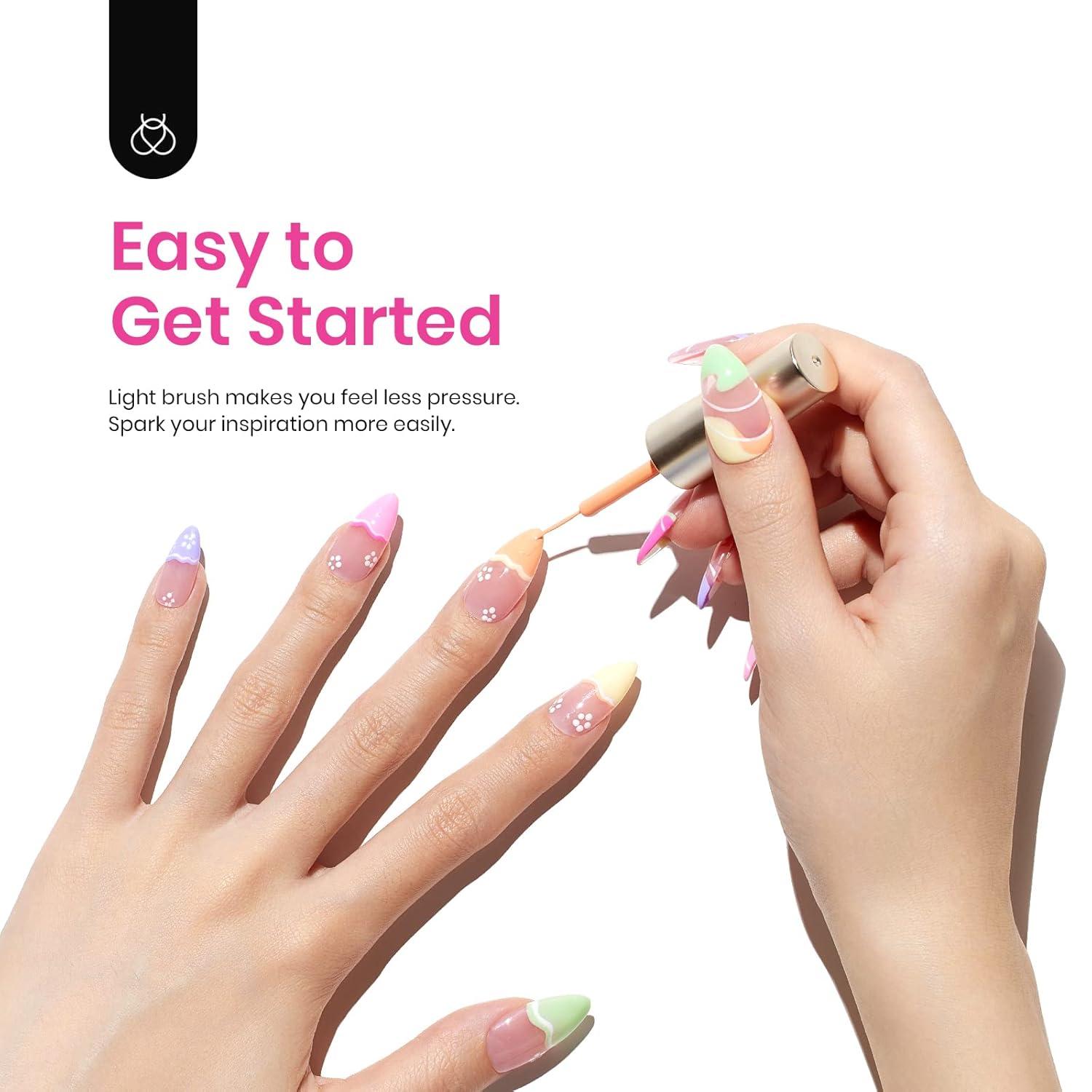 imageBeetles Summer Gel Liner Nail Polish Set  6 Neon Gel Nail Polish Colors Hot Pink Orange Blue Yellow Paint for Nails Built Thin Brush in Bottle Soak off Uv LED Lamp Nails ArtSmile Time