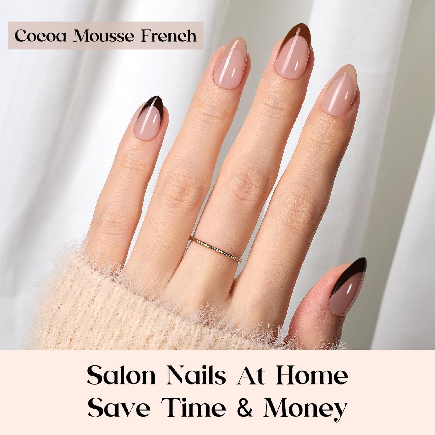 imageBeetles X Press Plus Gel Nails Kit  Christmas Glitz  7 Desgin Christmas Press On Nails Short Square  224Pcs 16 Sizes AllinOne Kit With Nail GlueRemoverBuilder Top CoatNail Lamp Gift4S AlmondCocoa Mousse French